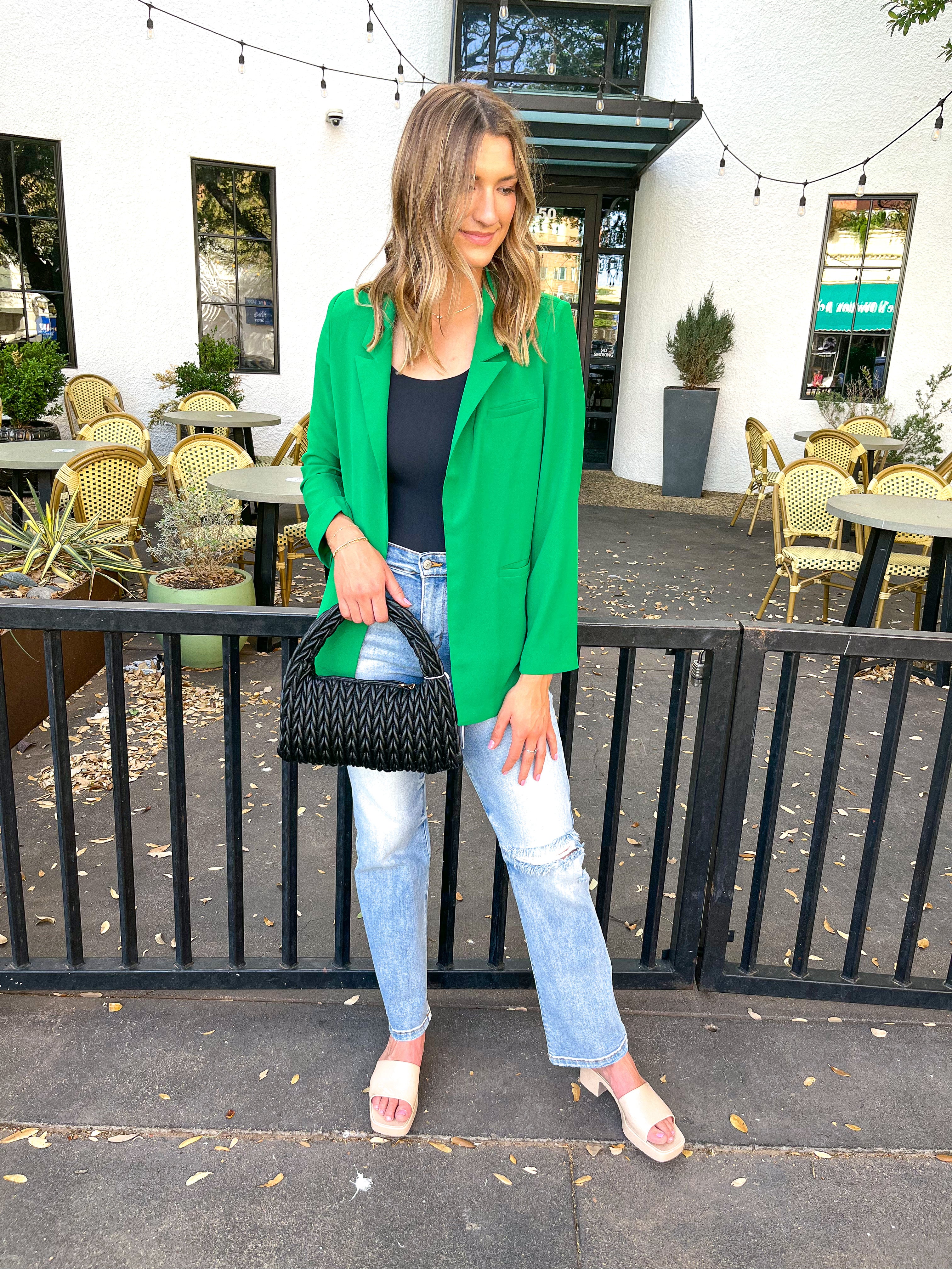 Front Open Blazer - Kelly Green