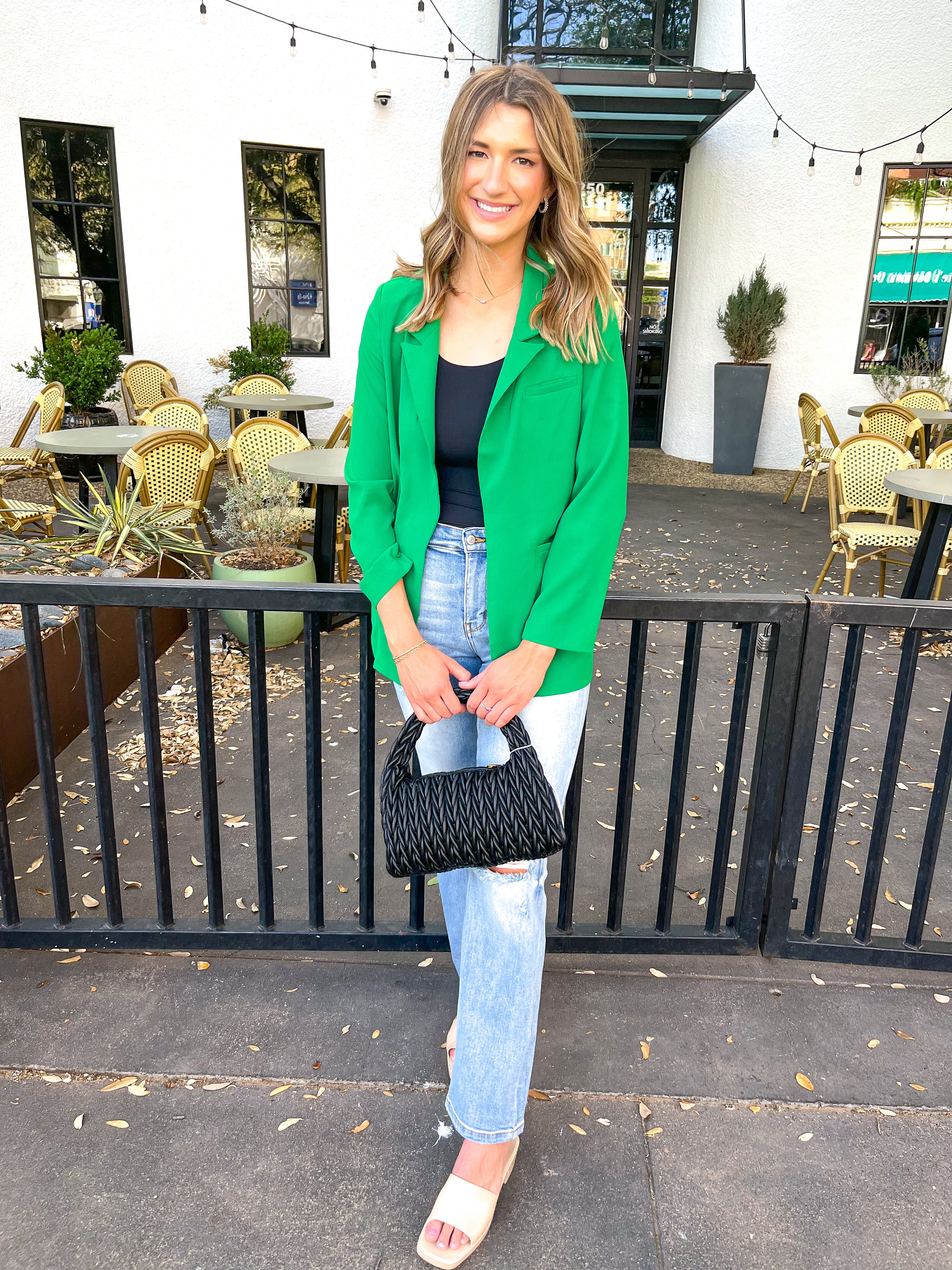 Front Open Blazer - Kelly Green