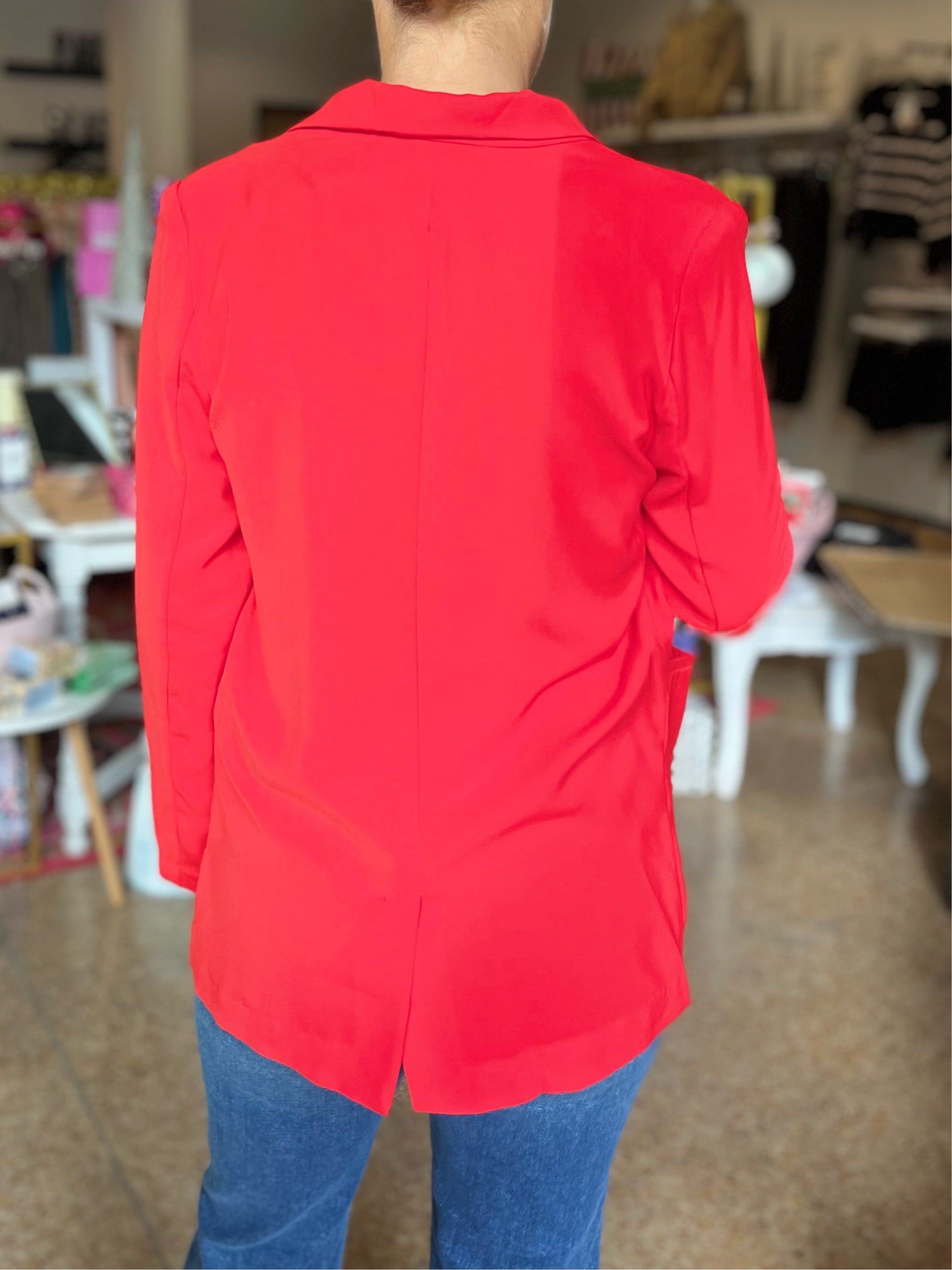 Front Open Blazer - Red