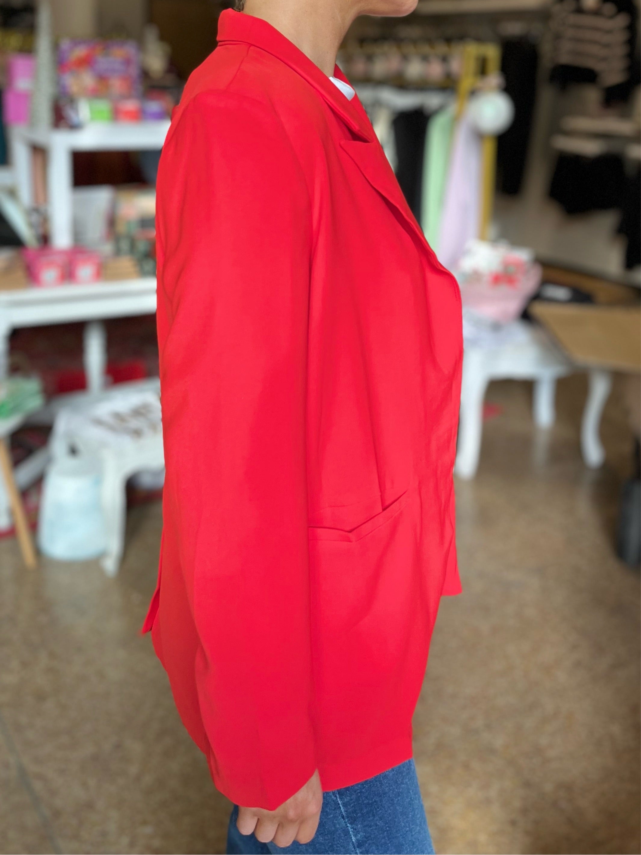 Front Open Blazer - Red