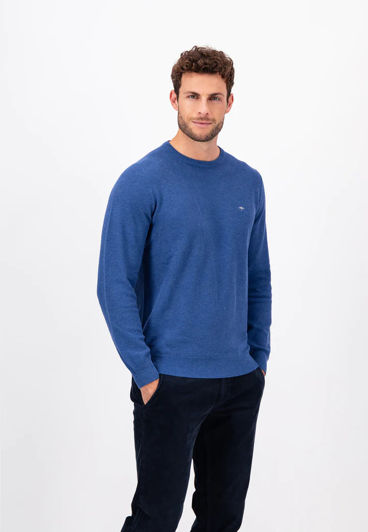 Fynch Hatton Structure Knit Sweater - Bright Ocean Blue