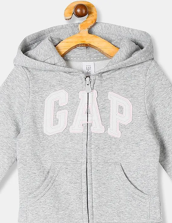 GAP Girls Grey Brand Logo Hoodie Sweatshirt