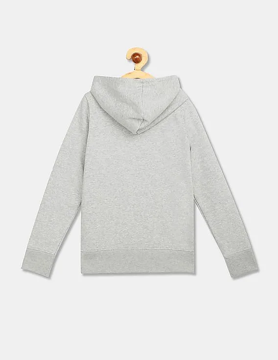 GAP Girls Grey Logo Hoodie Sweatshirt In Fleece