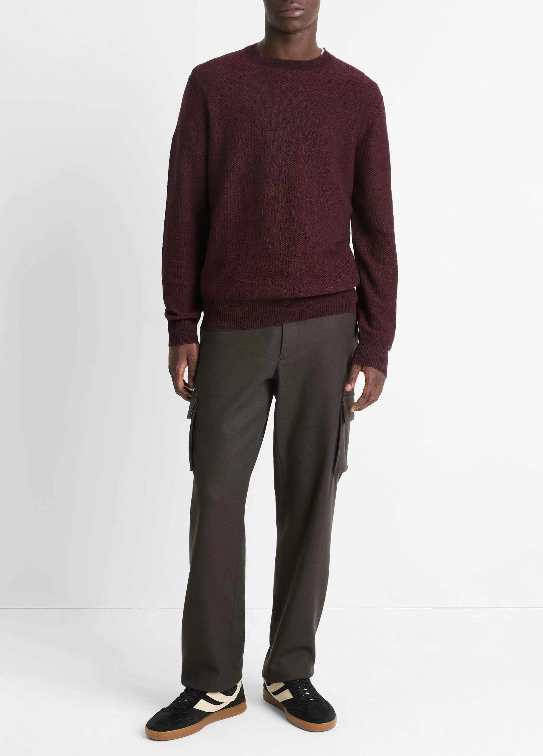 Geo-Jacquard Wool-Blend Crew Neck Sweater