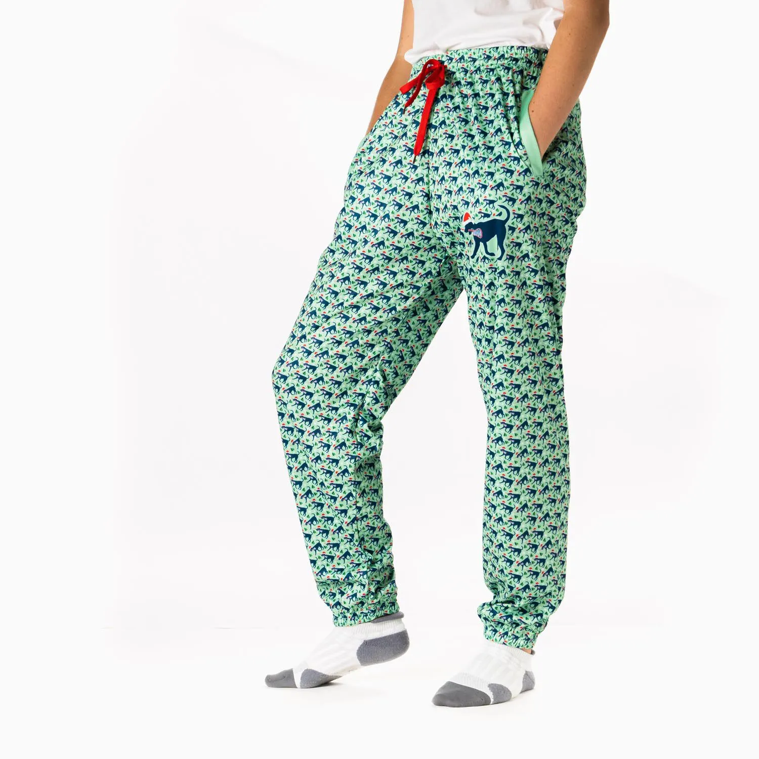 Girls Lacrosse Lounge Pants - Santa Lula The Lax Dog 