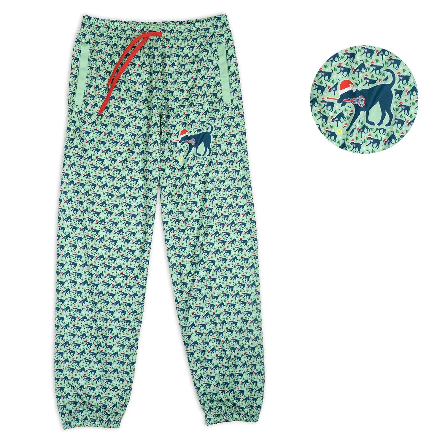 Girls Lacrosse Lounge Pants - Santa Lula The Lax Dog 