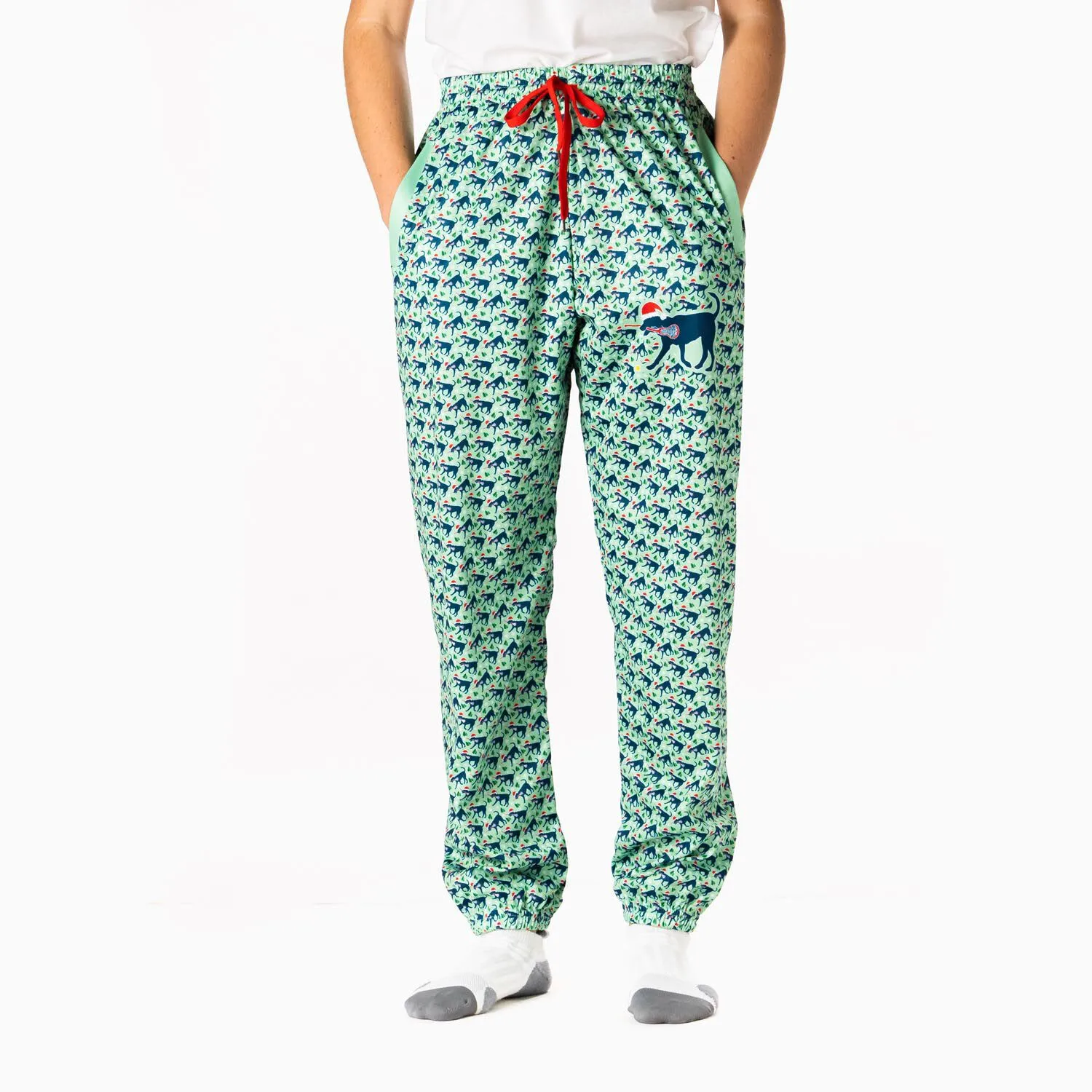 Girls Lacrosse Lounge Pants - Santa Lula The Lax Dog 