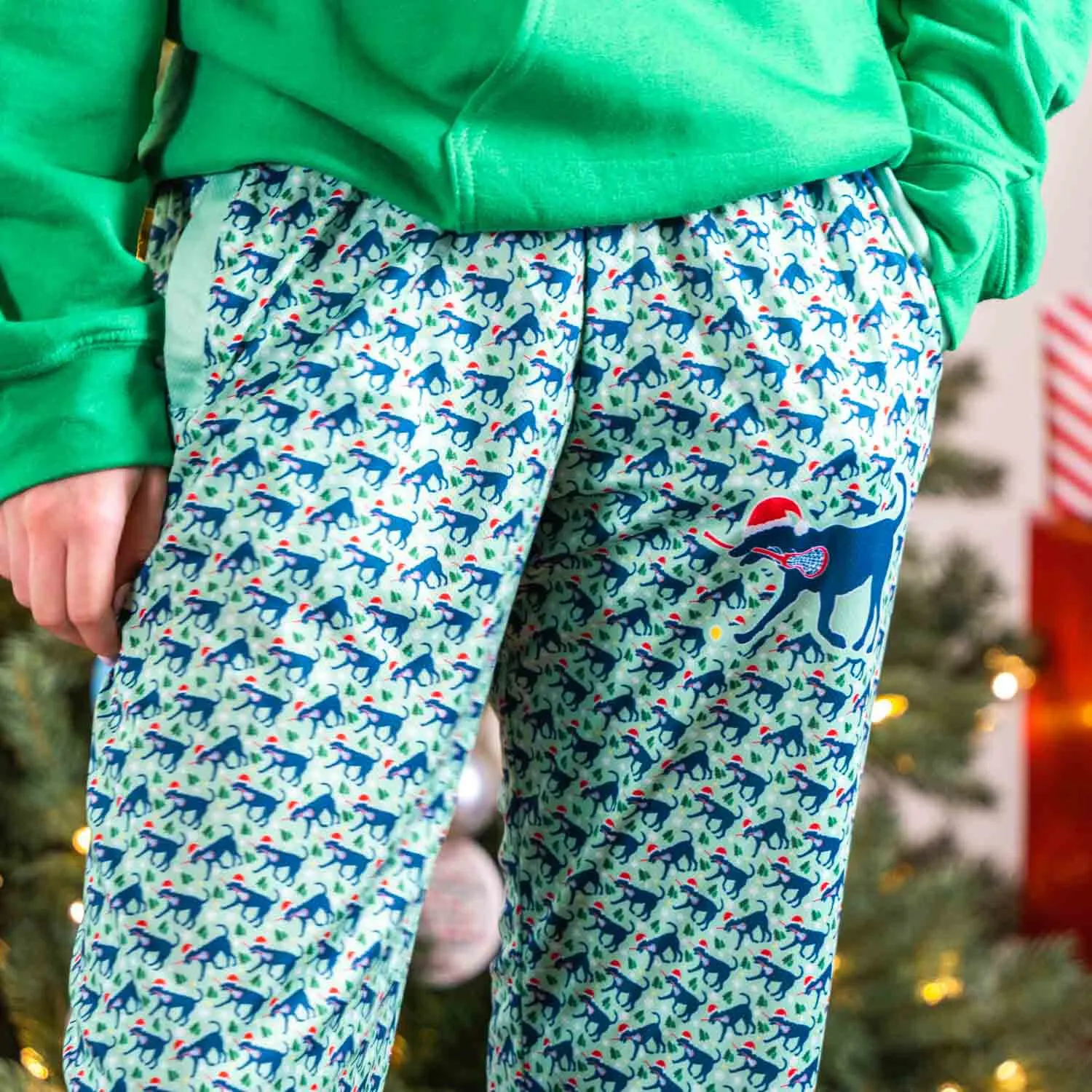 Girls Lacrosse Lounge Pants - Santa Lula The Lax Dog 