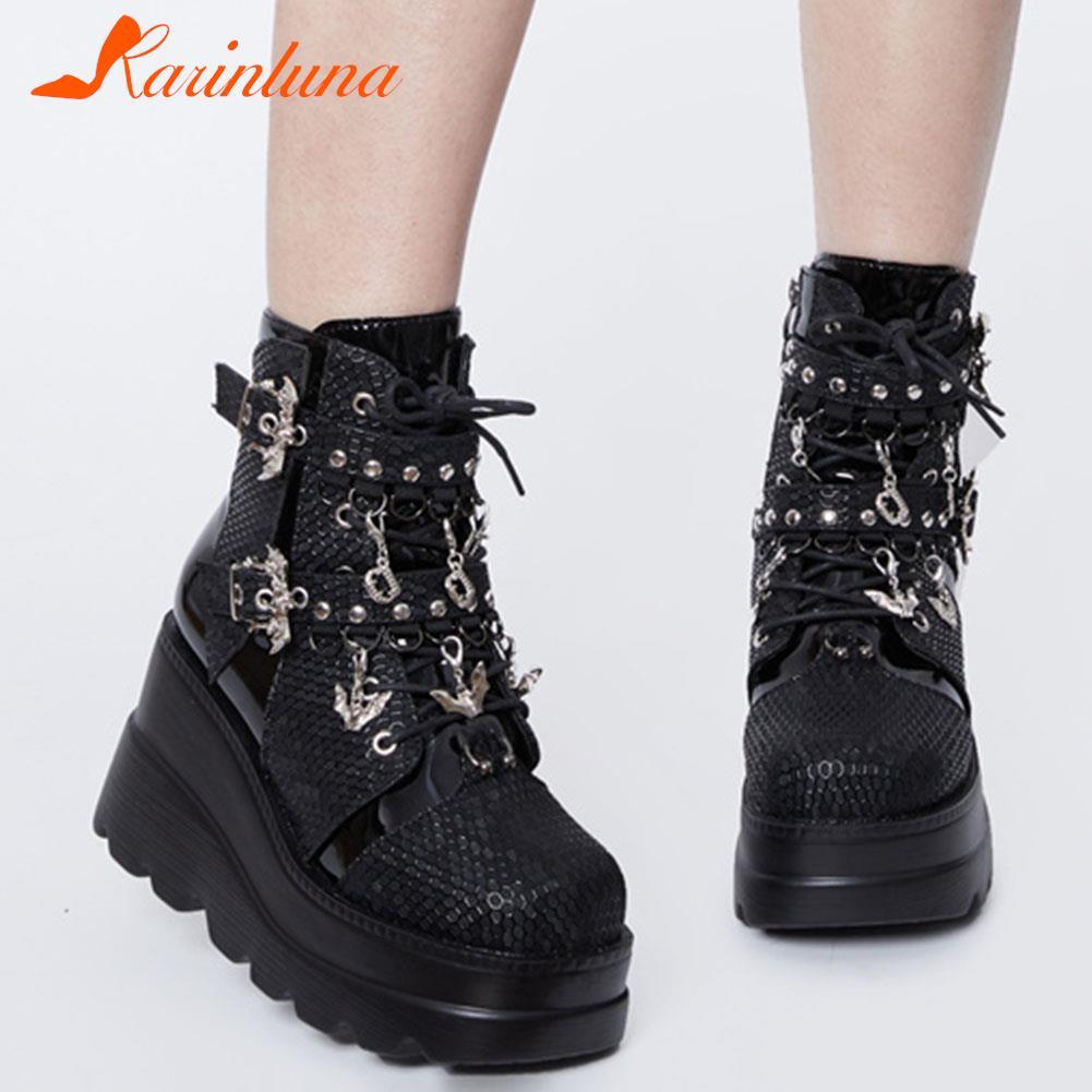 Gothic Platform Wedges Ankle Boots for Women: Comfy Fashion with a Cool Street Style