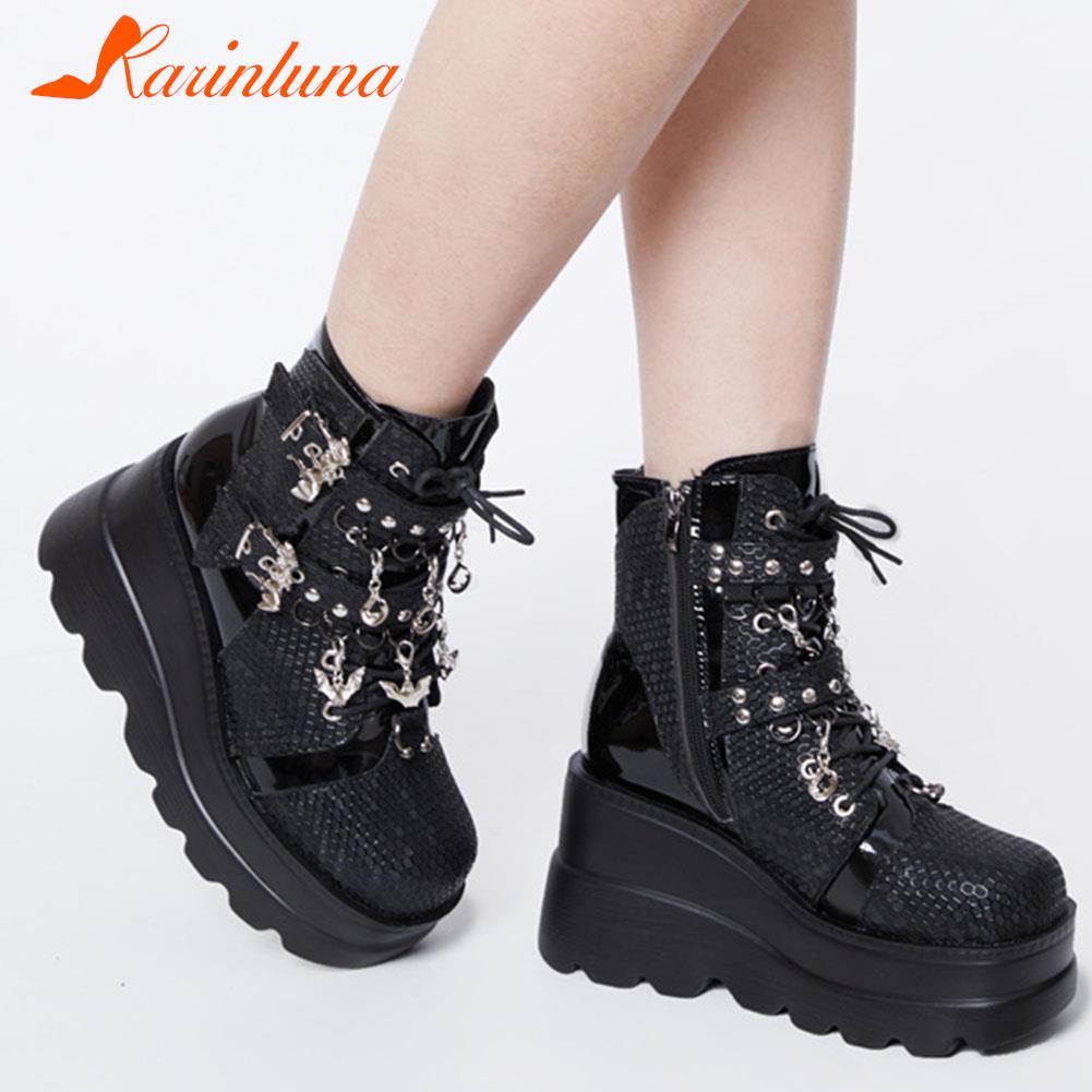 Gothic Platform Wedges Ankle Boots for Women: Comfy Fashion with a Cool Street Style