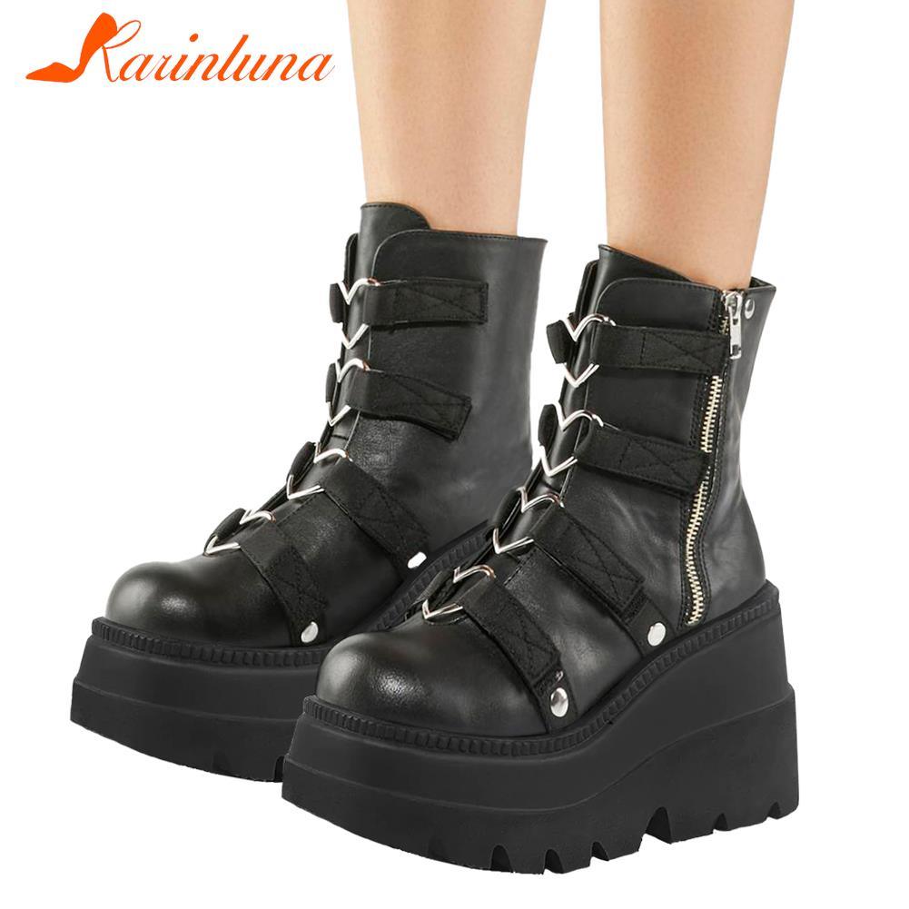 Gothic Platform Wedges Ankle Boots for Women: Comfy Fashion with a Cool Street Style