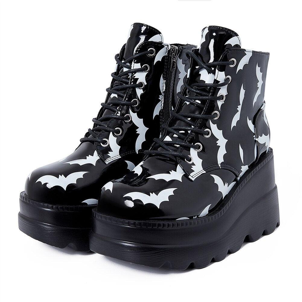 Gothic Platform Wedges Ankle Boots for Women: Comfy Fashion with a Cool Street Style