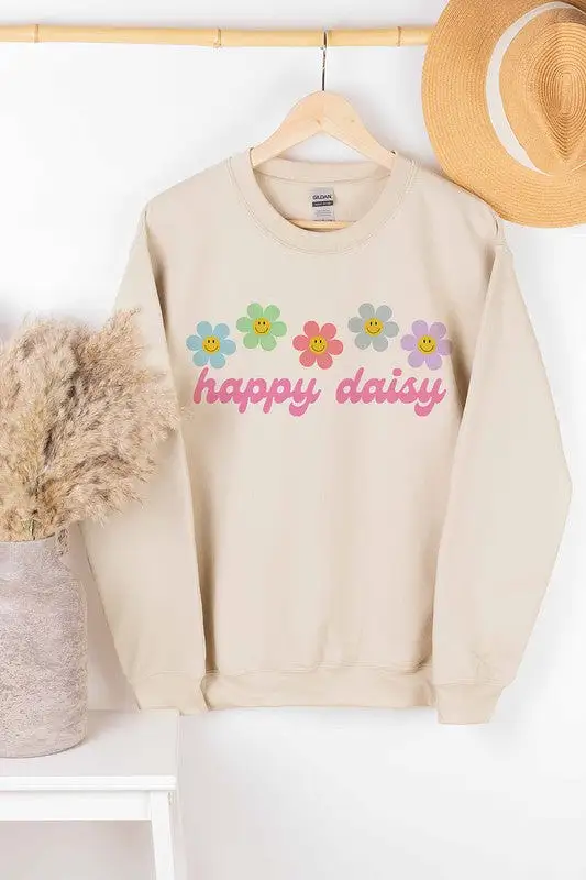 HAPPY DAISY GRAPHIC SWEATSHIRT PLUS SIZE