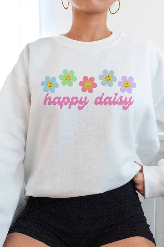 HAPPY DAISY GRAPHIC SWEATSHIRT PLUS SIZE