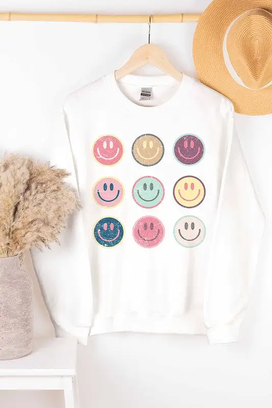 HAPPY FACE GALLERY GRAPHIC SWEATSHIRT PLUS SIZE