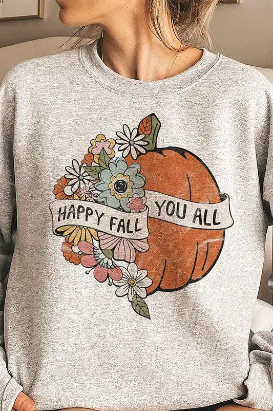 HAPPY FALL YOU ALL GRAPHIC SWEATSHIRT PLUS SIZE