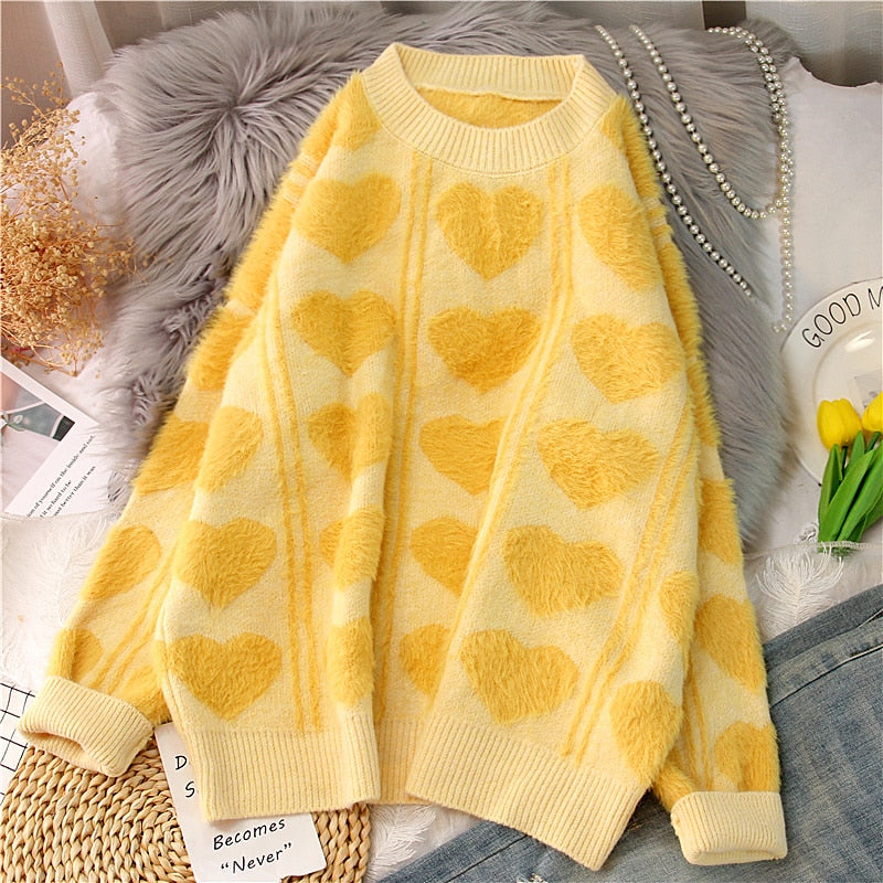 heart print oversized sweater - Cupcake