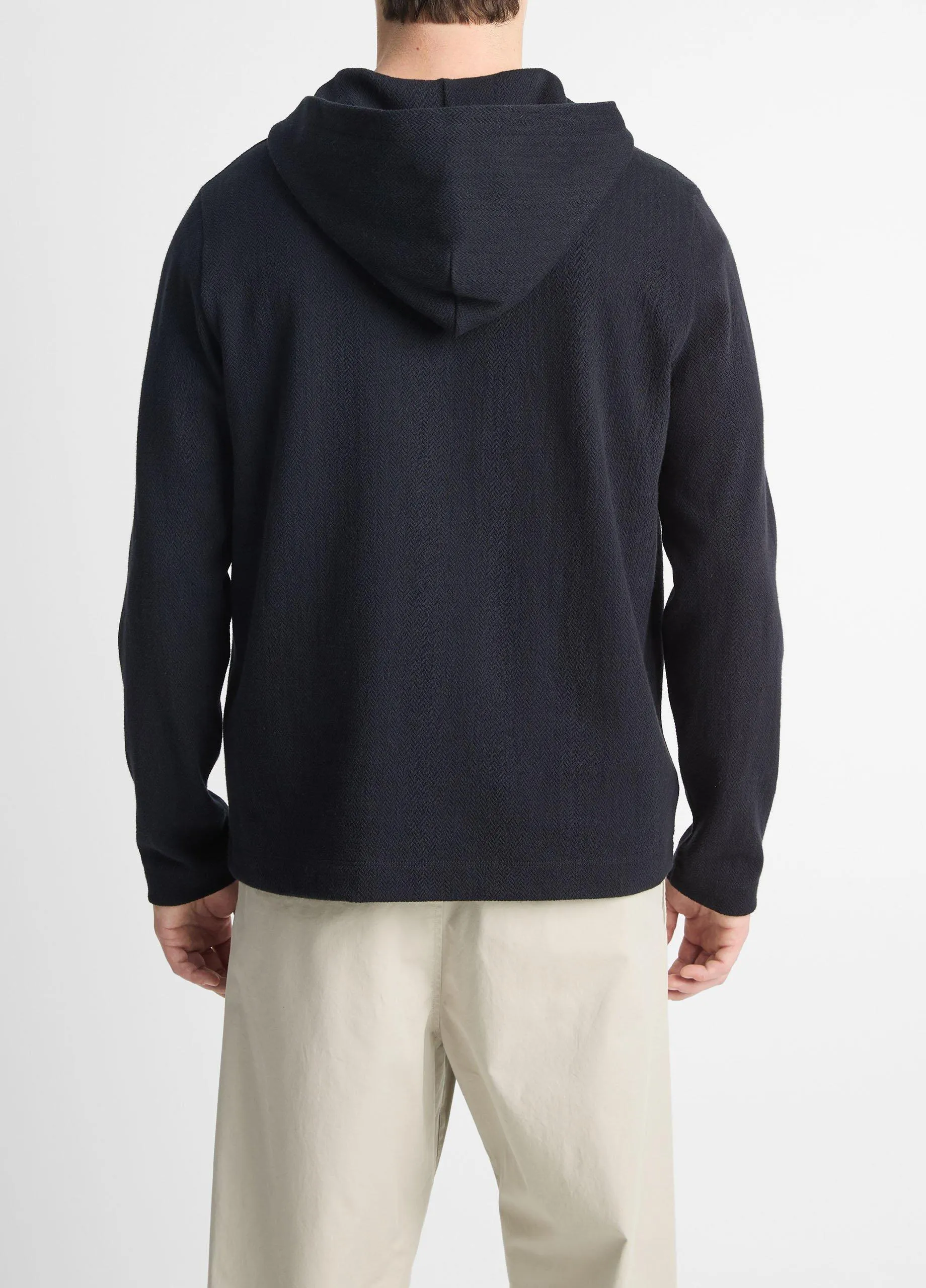 Herringbone Cotton-Blend Terry Henley Hoodie