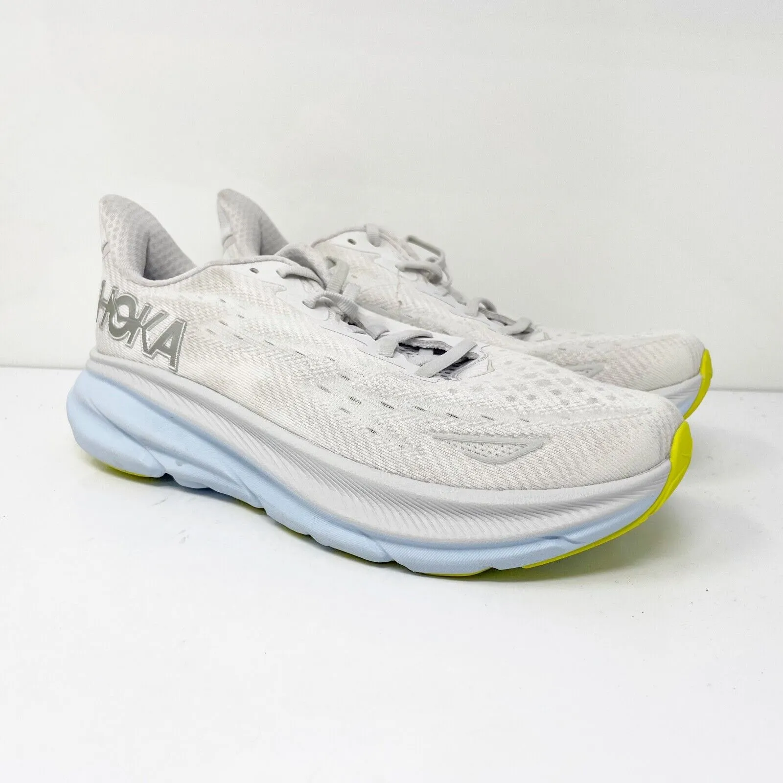 Hoka One One Womens Clifton 9 1127896 NCIW White Running Shoes Sneakers Sz 7.5 B