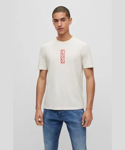 Hugo Cotton-jersey regular-fit T-shirt with logo print