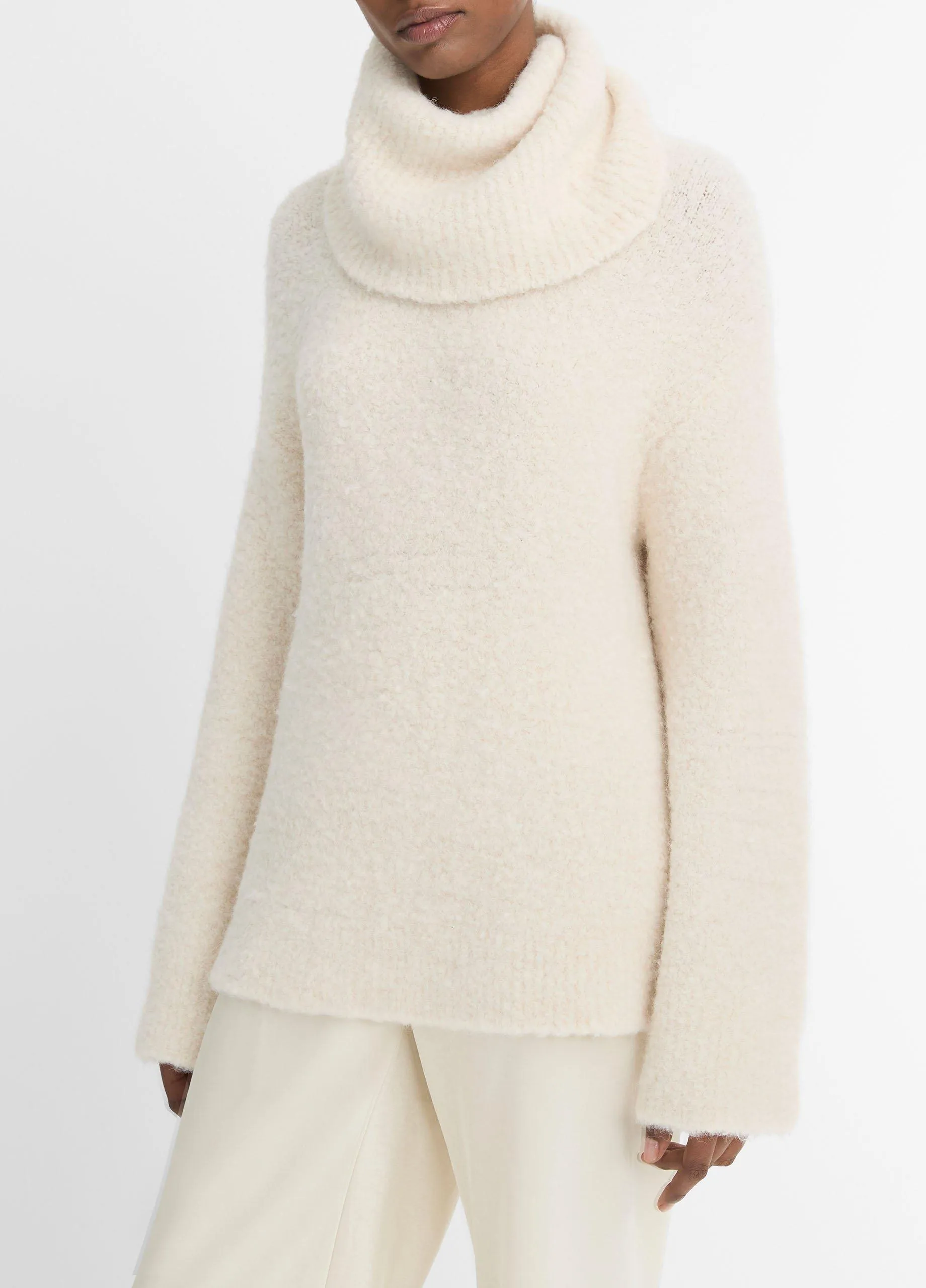 Italian Bouclé Turtleneck Tunic Sweater