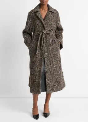 Italian Bouclé Wool-Blend Belted Long Coat