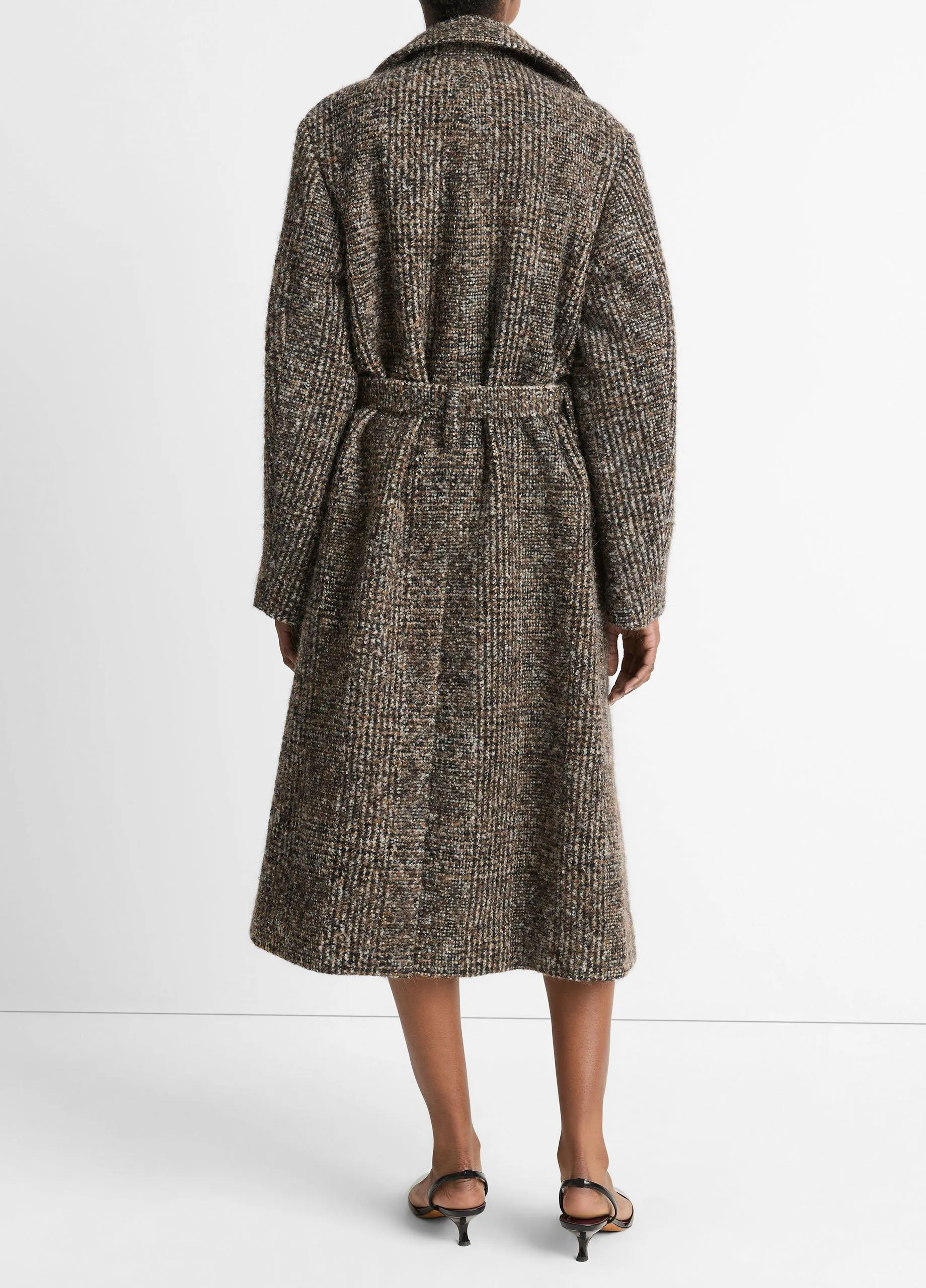 Italian Bouclé Wool-Blend Belted Long Coat