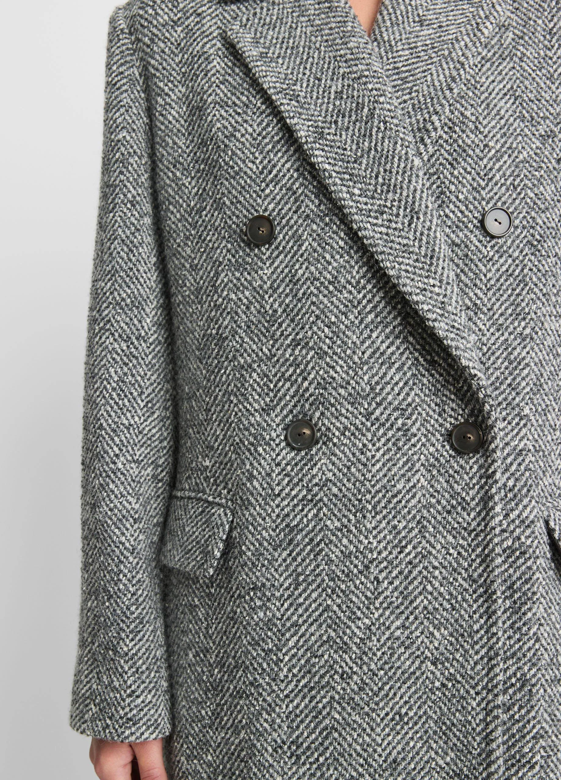 Italian Herringbone Wool-Blend Double-Breasted Coat