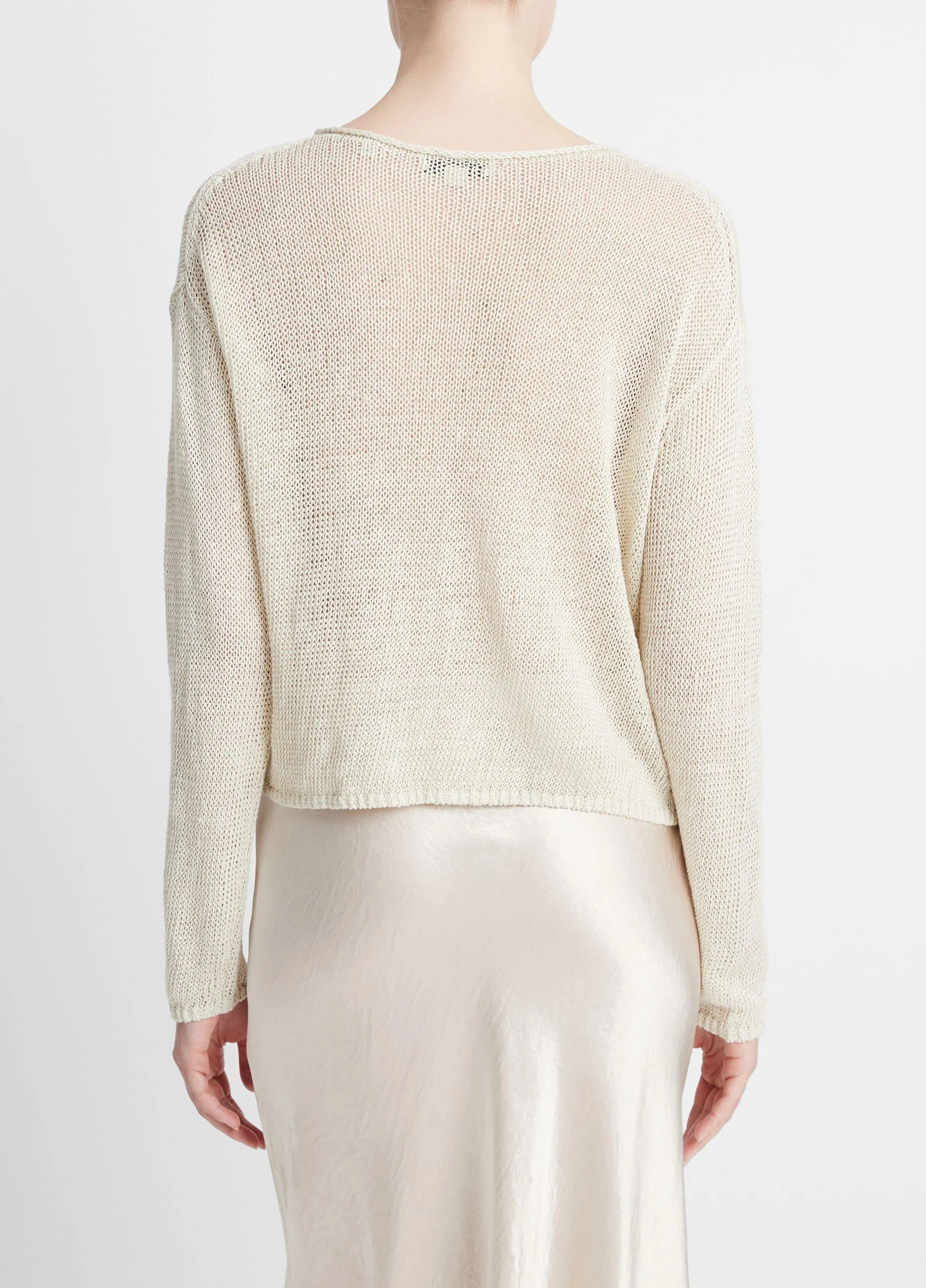 Italian Linen Drop-Shoulder Pullover Sweater