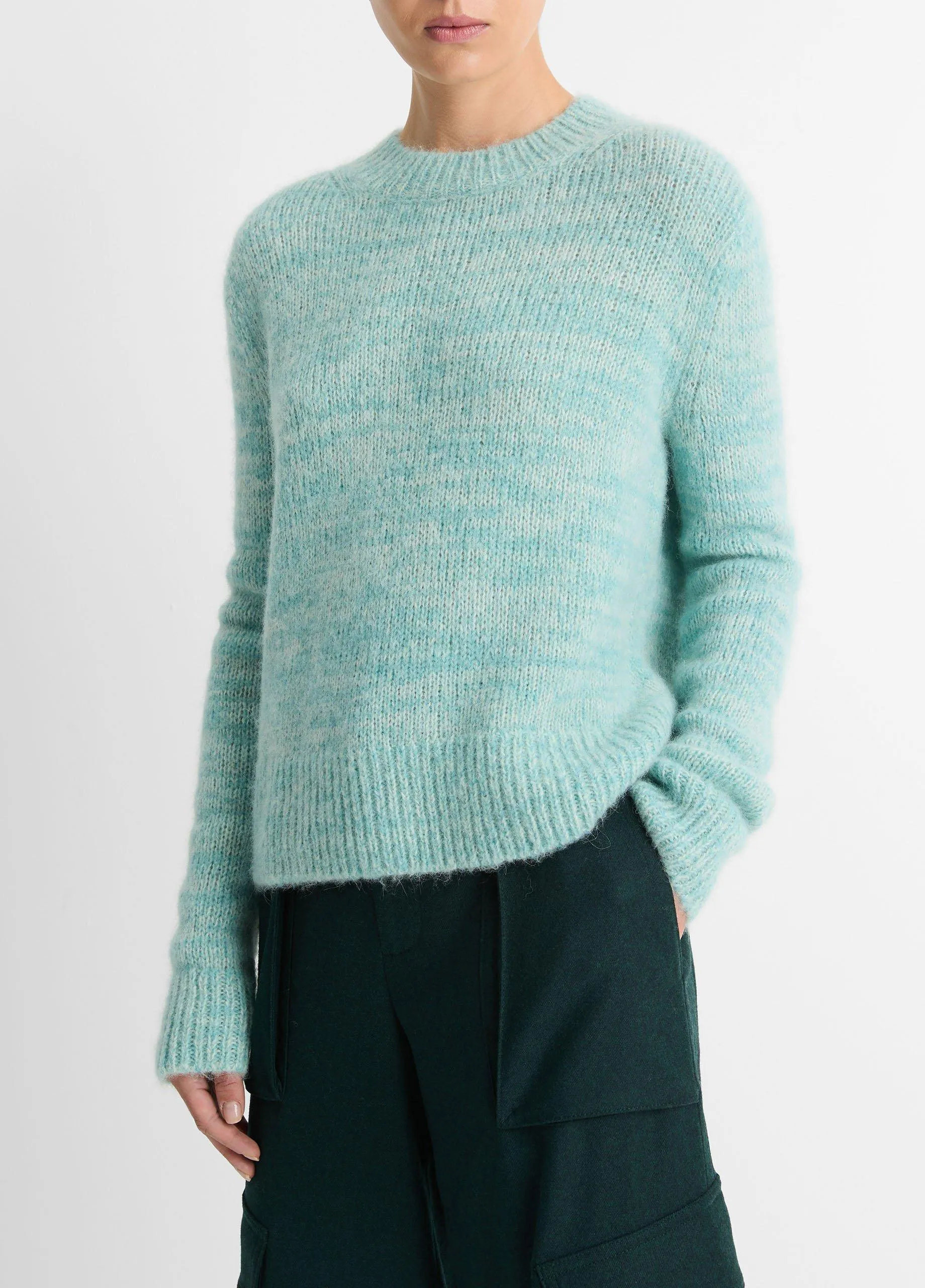 Italian Marled Alpaca-Blend Crew Neck Sweater