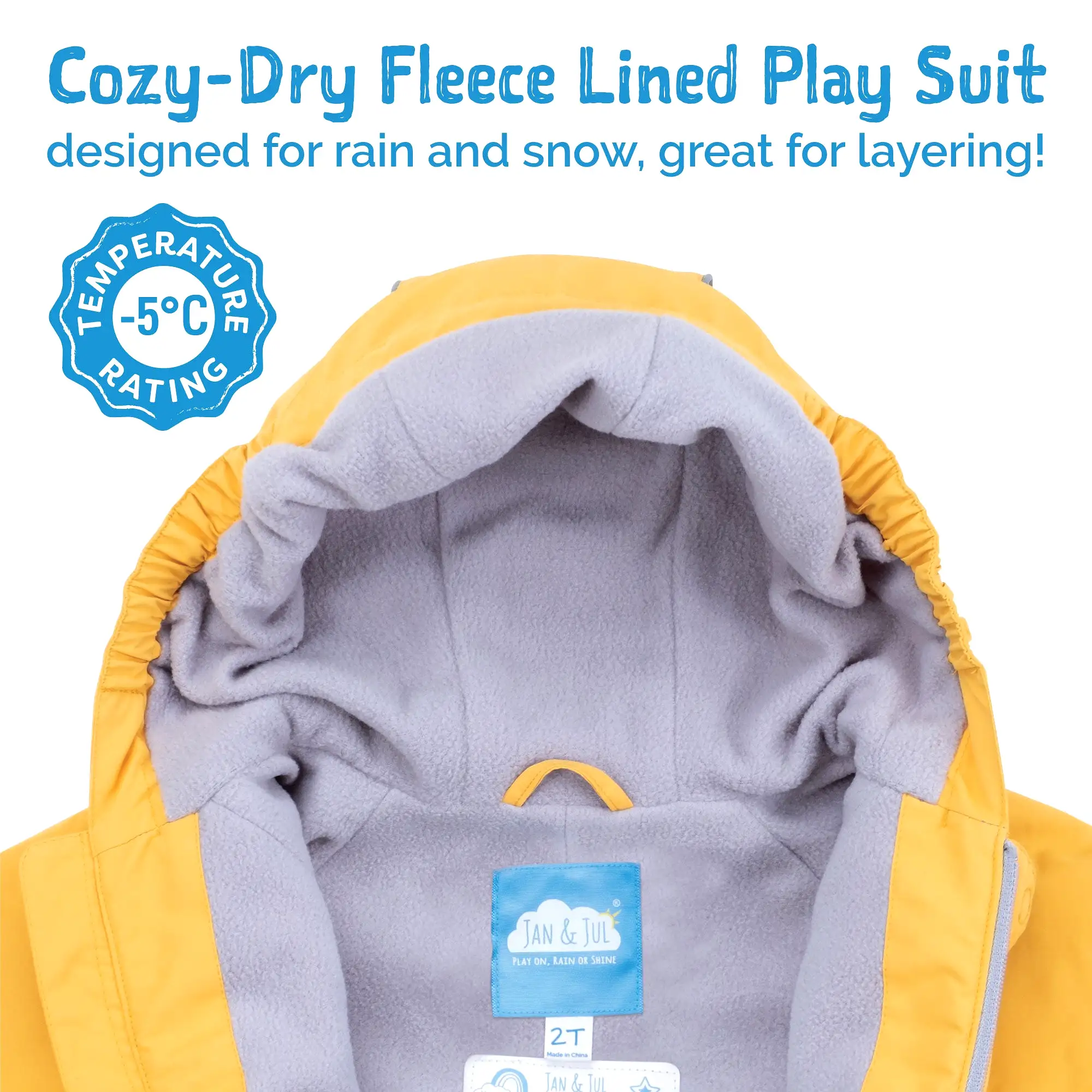 Jan & Jul Nebula Blue Cozy-Dry Fleece Lined Rain Play Suit