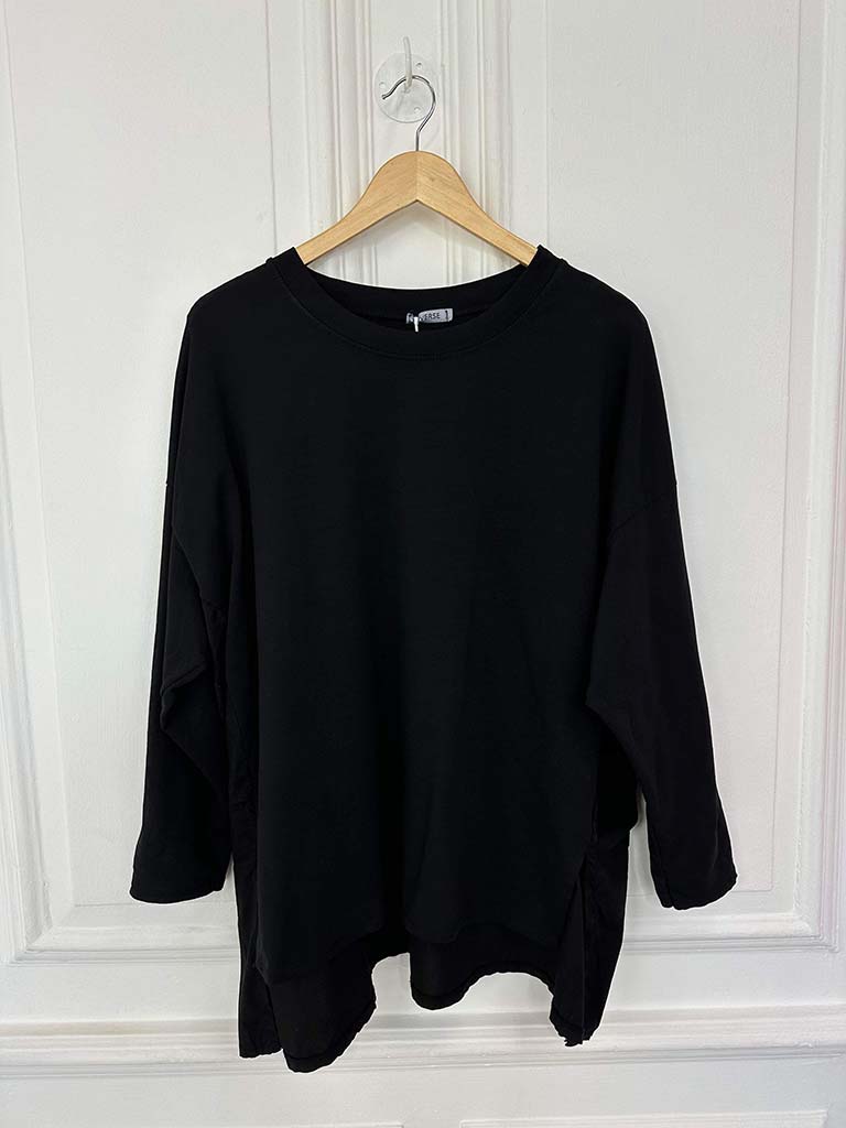 Jersey Split Side Top - Black