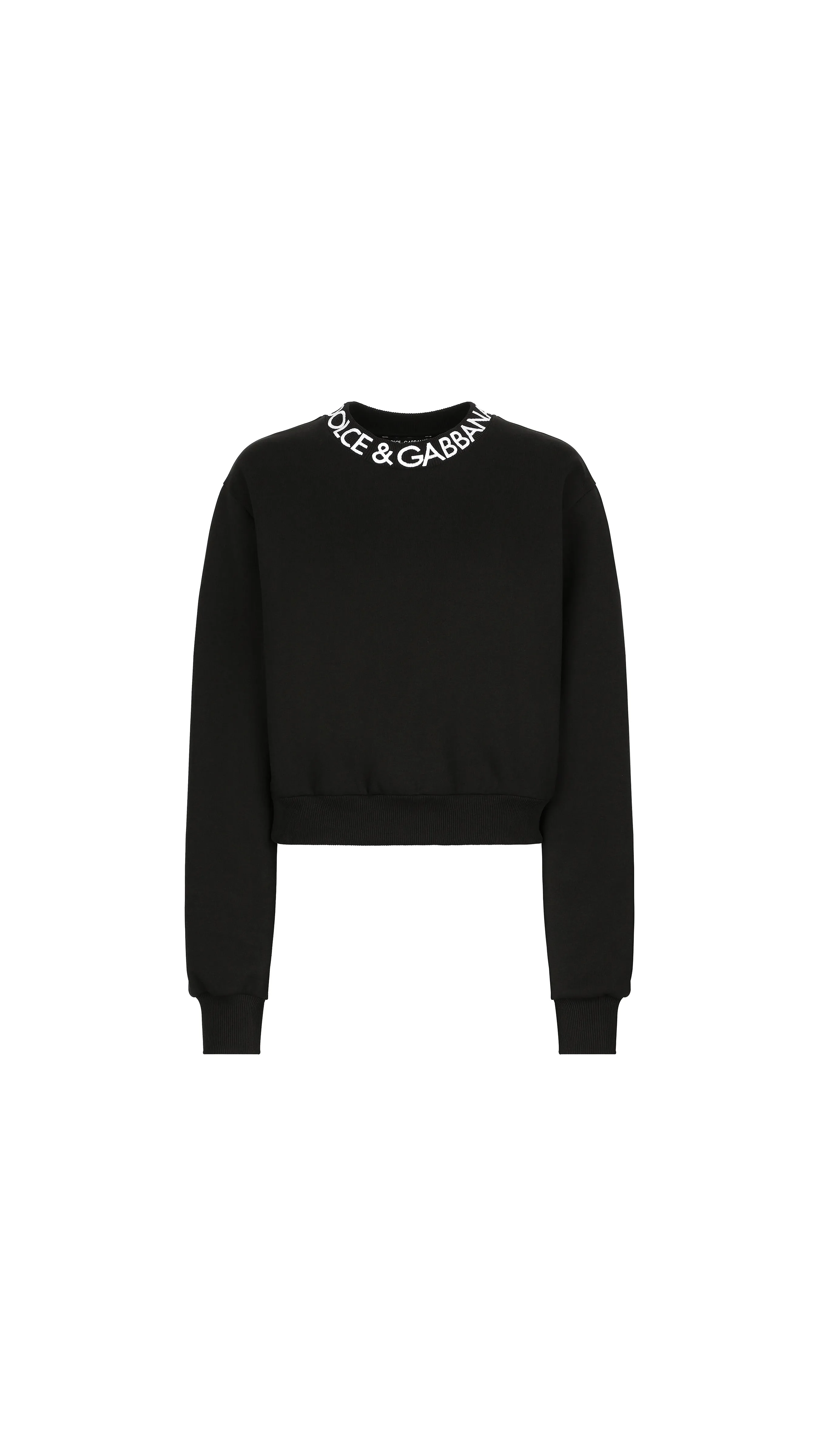 Jersey Sweatshirt with Dolce&Gabbana Logo Embroidery - Black