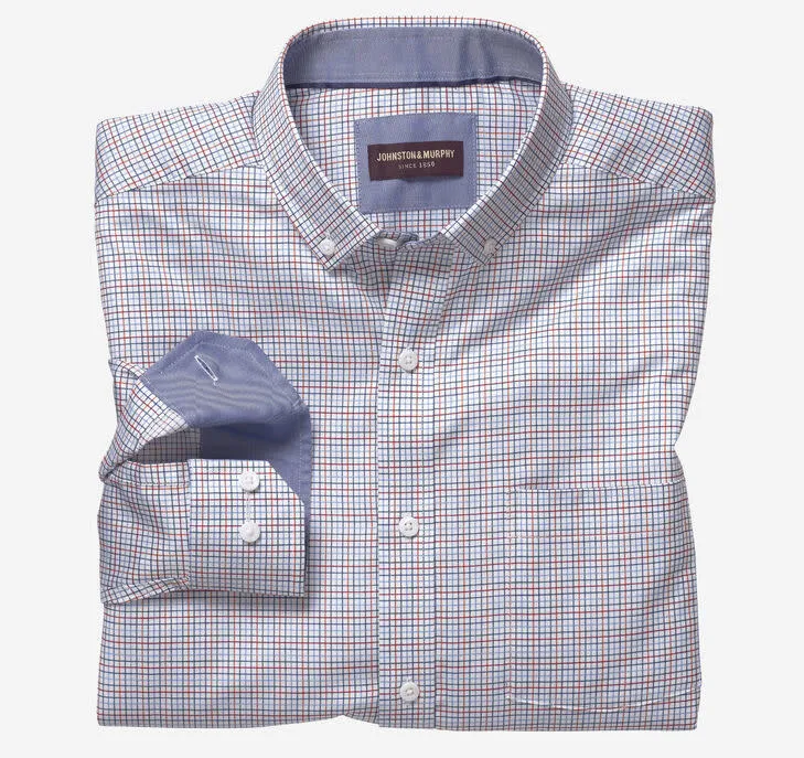 J&M Button Collar Windowpane Sport Shirt