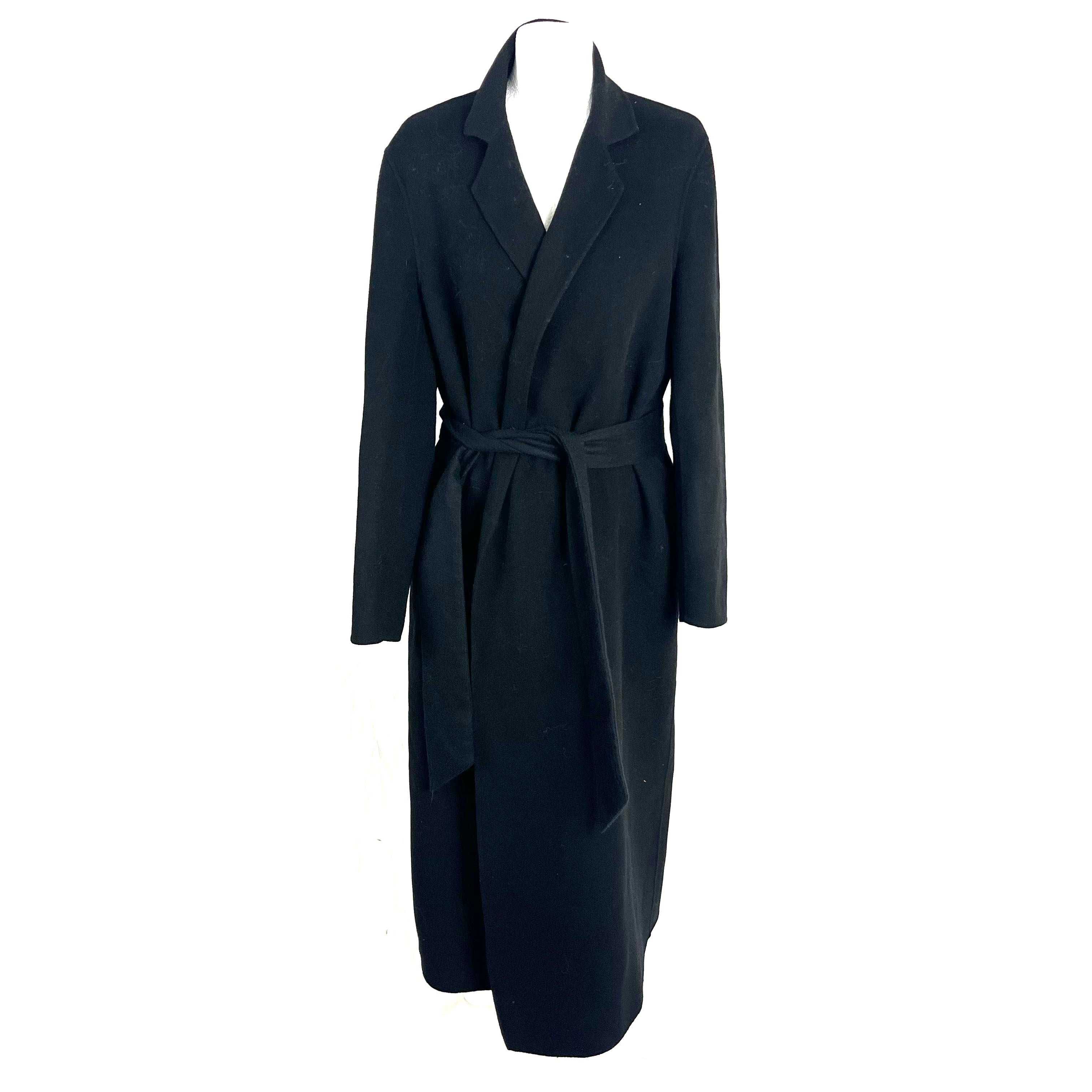 Joseph Black Wool & Cashmere Unlined Belted Kido Coat F40