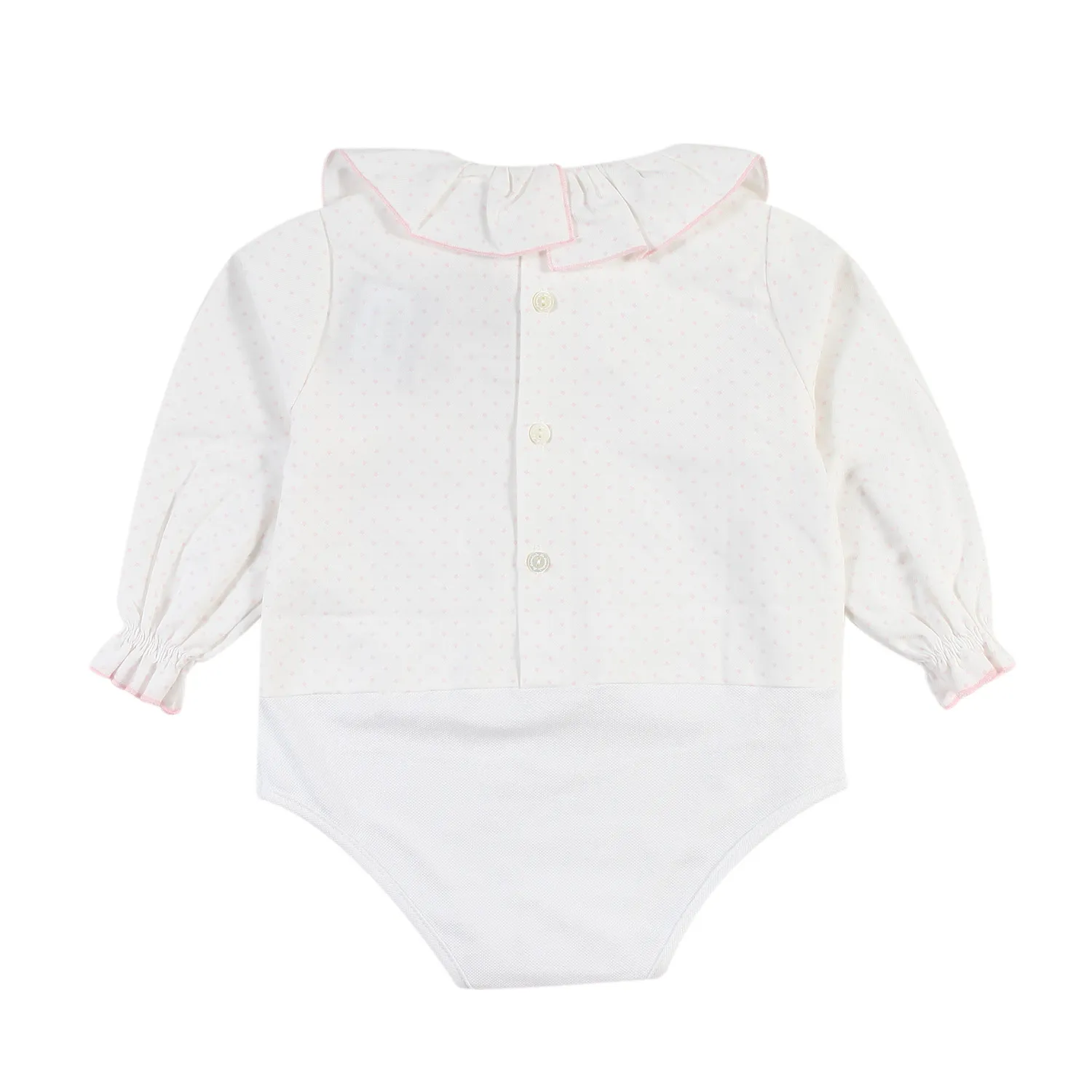 La Stupenderia Cream And Pink La Stupenderia Bodysuit For Baby Girls