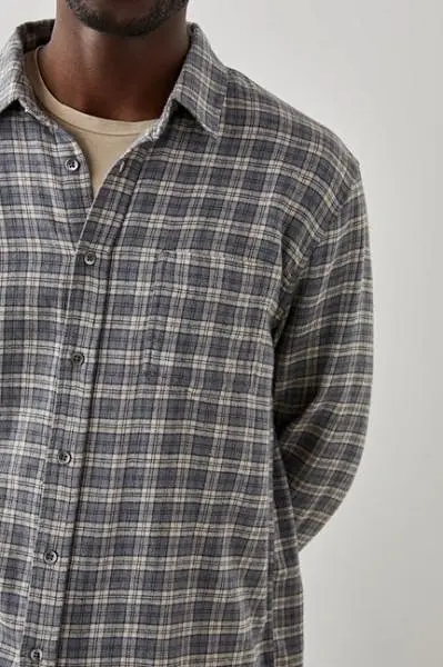 LENNOX SPORT SHIRT - CHARCOAL FLAX MELANGE