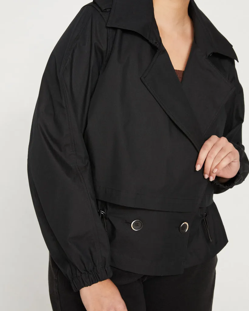 Leonard Cropped Trench Coat - Black