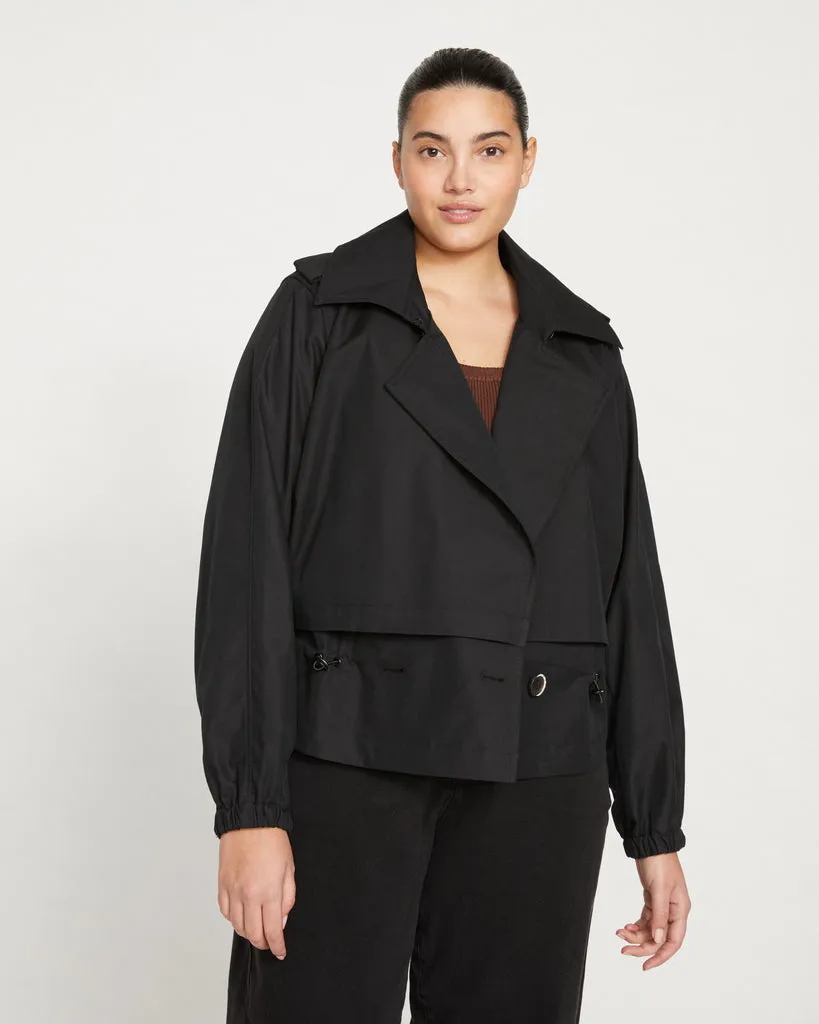 Leonard Cropped Trench Coat - Black