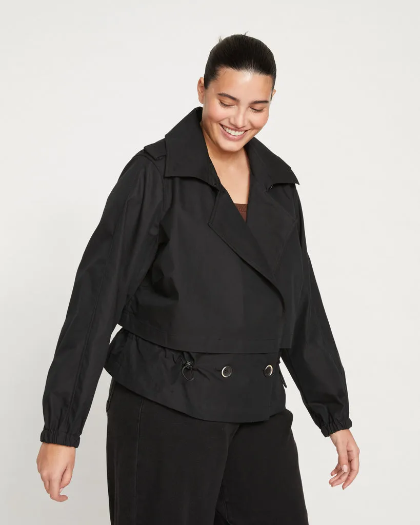 Leonard Cropped Trench Coat - Black