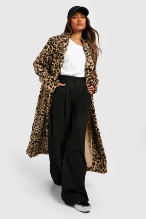 Leopard Print Faux Fur Coat