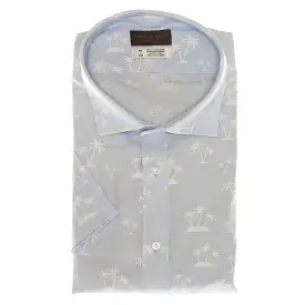 Light Blue Print Short Sleeve Sport Shirt