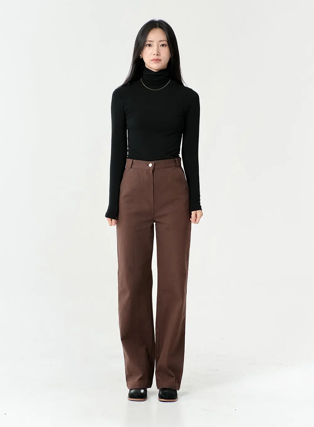 Line Detail Fall Color Cotton Pants OS13