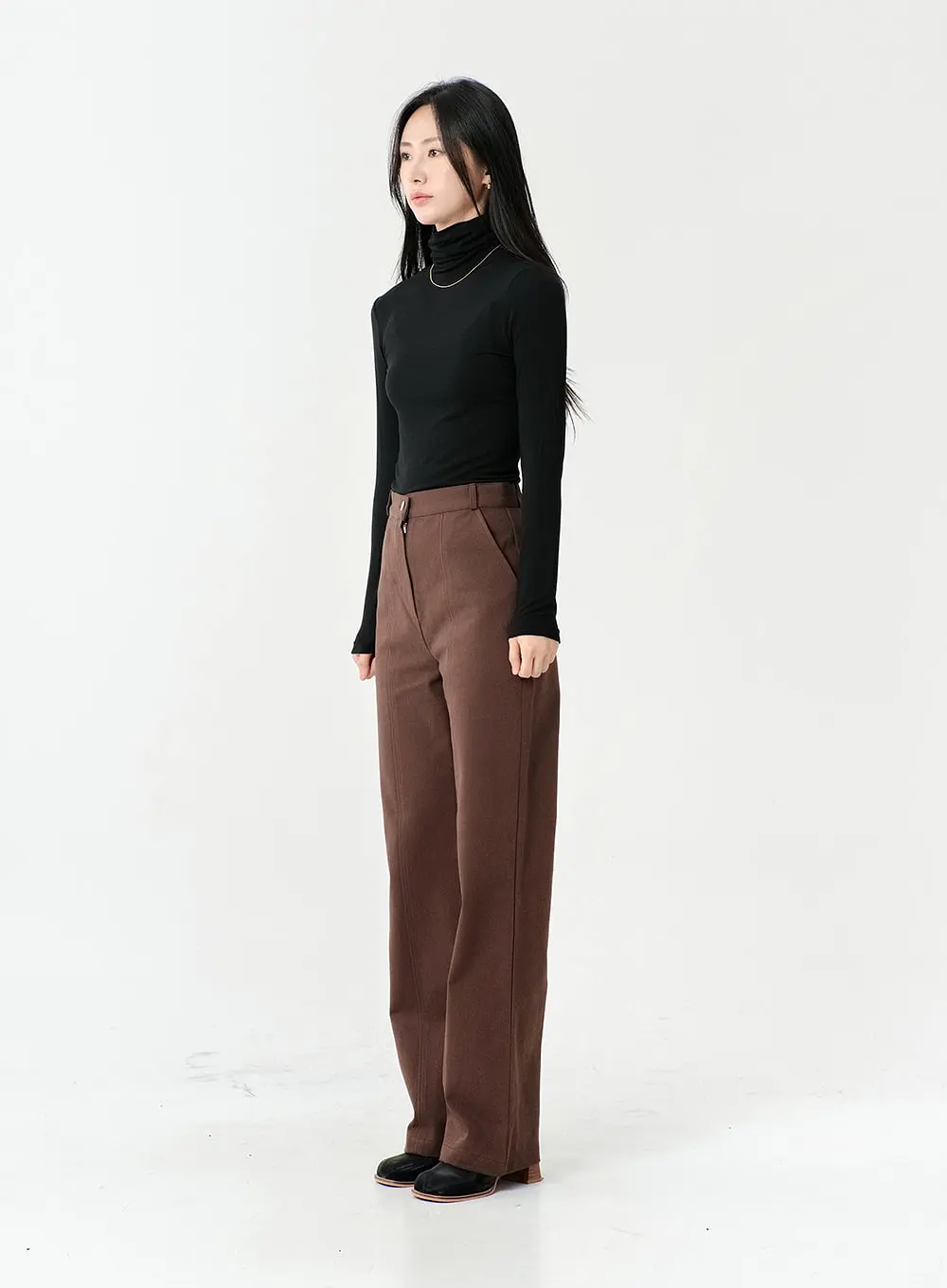 Line Detail Fall Color Cotton Pants OS13