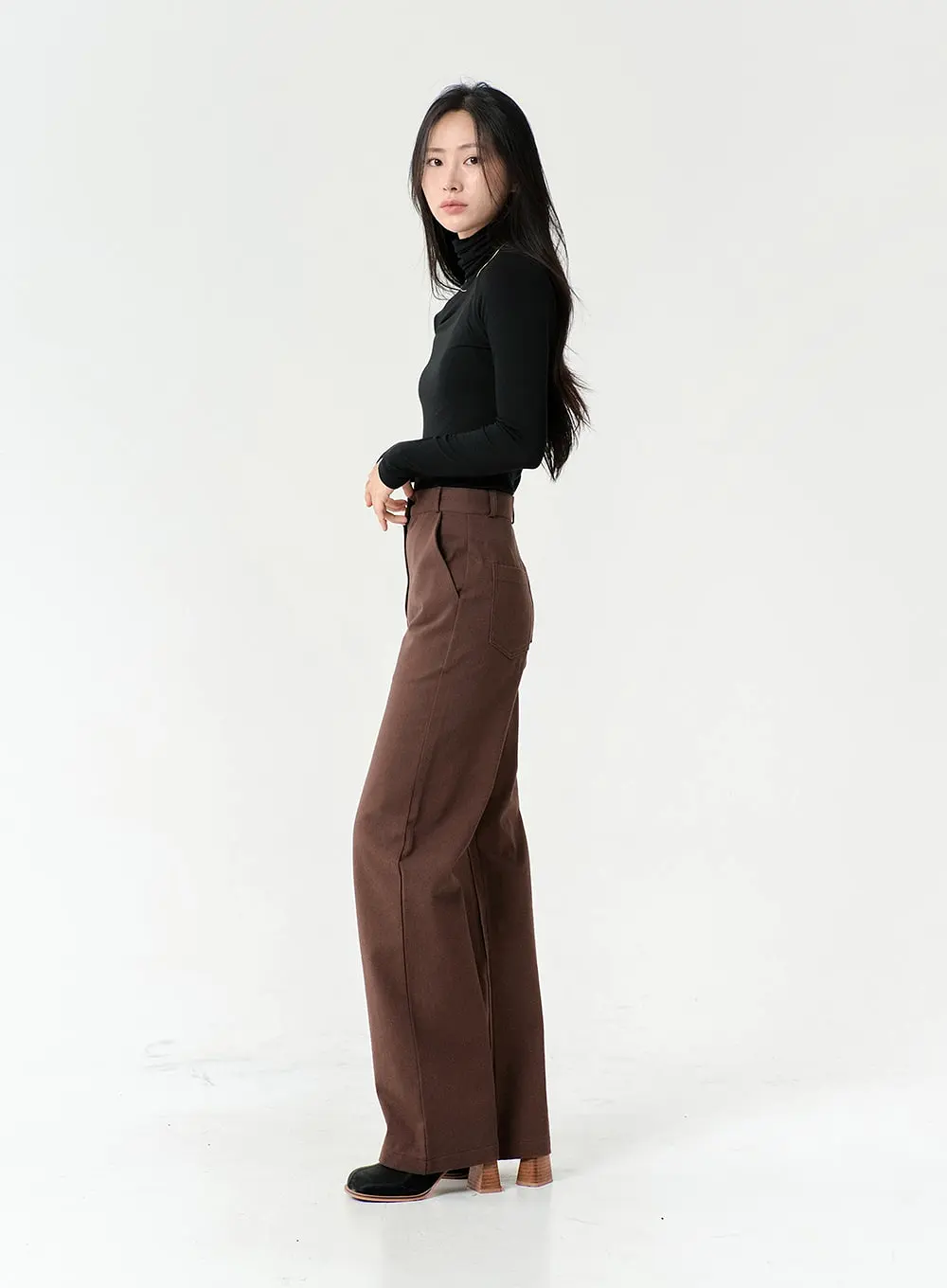 Line Detail Fall Color Cotton Pants OS13