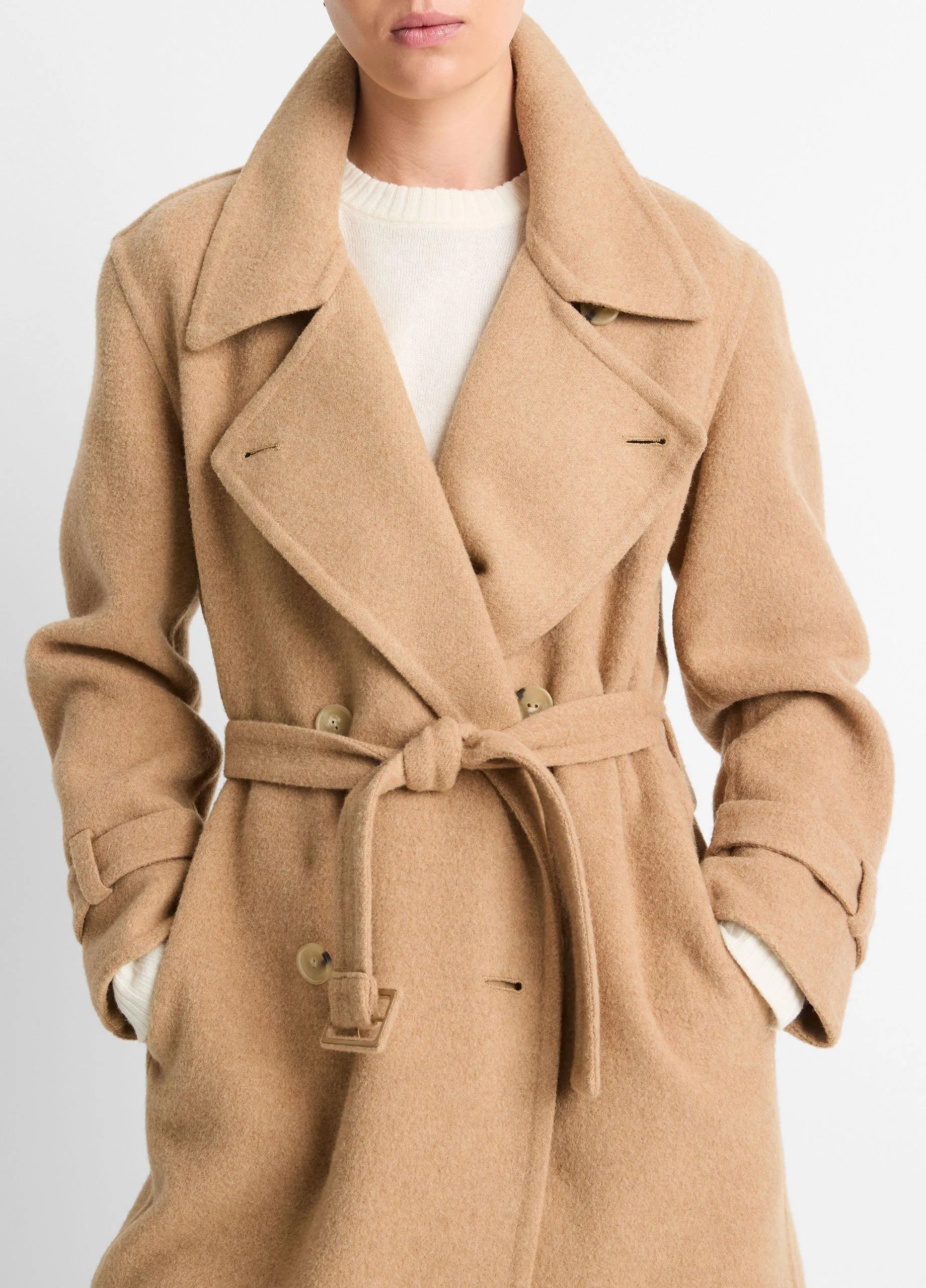 Lofty Italian Wool-Blend Belted Long Coat