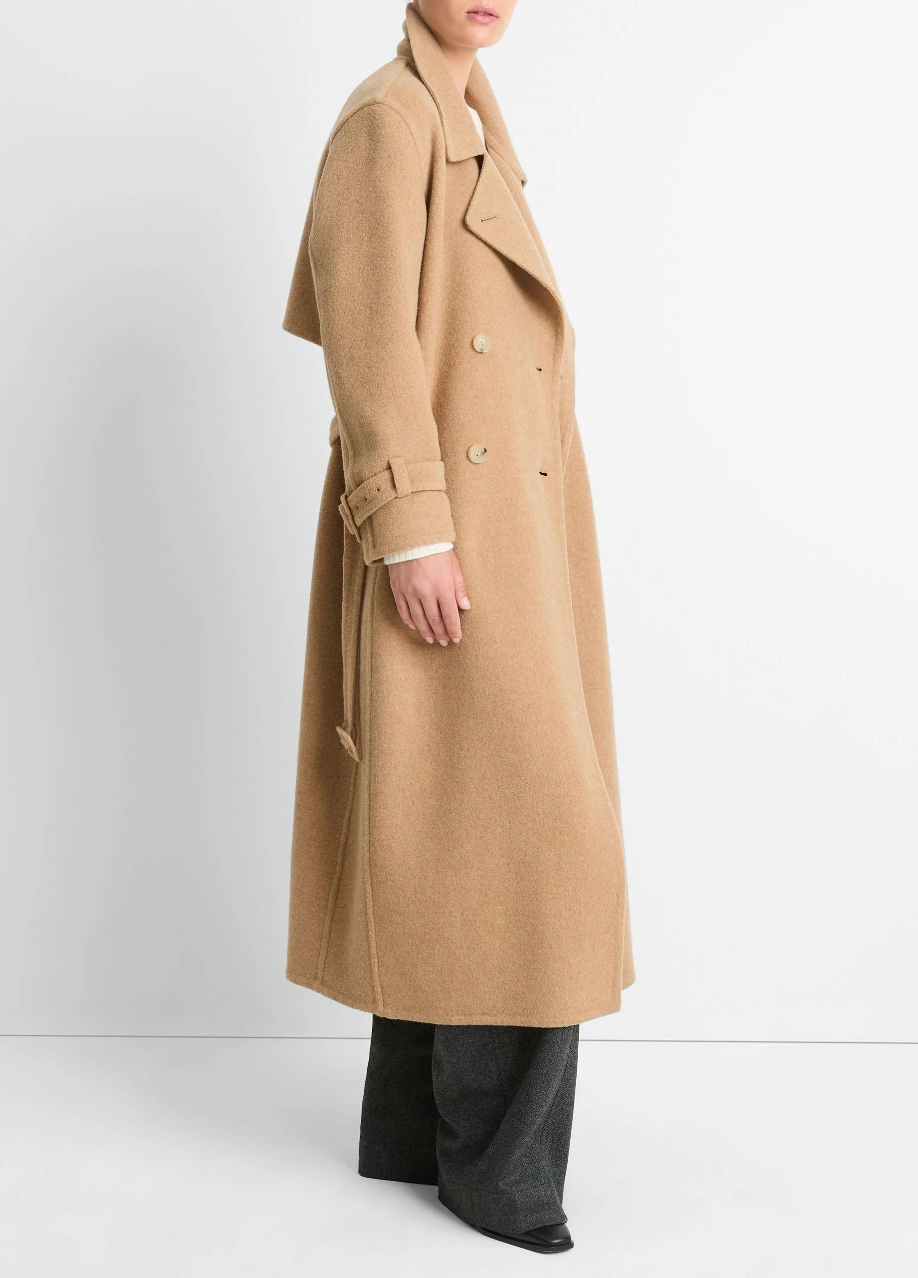 Lofty Italian Wool-Blend Belted Long Coat