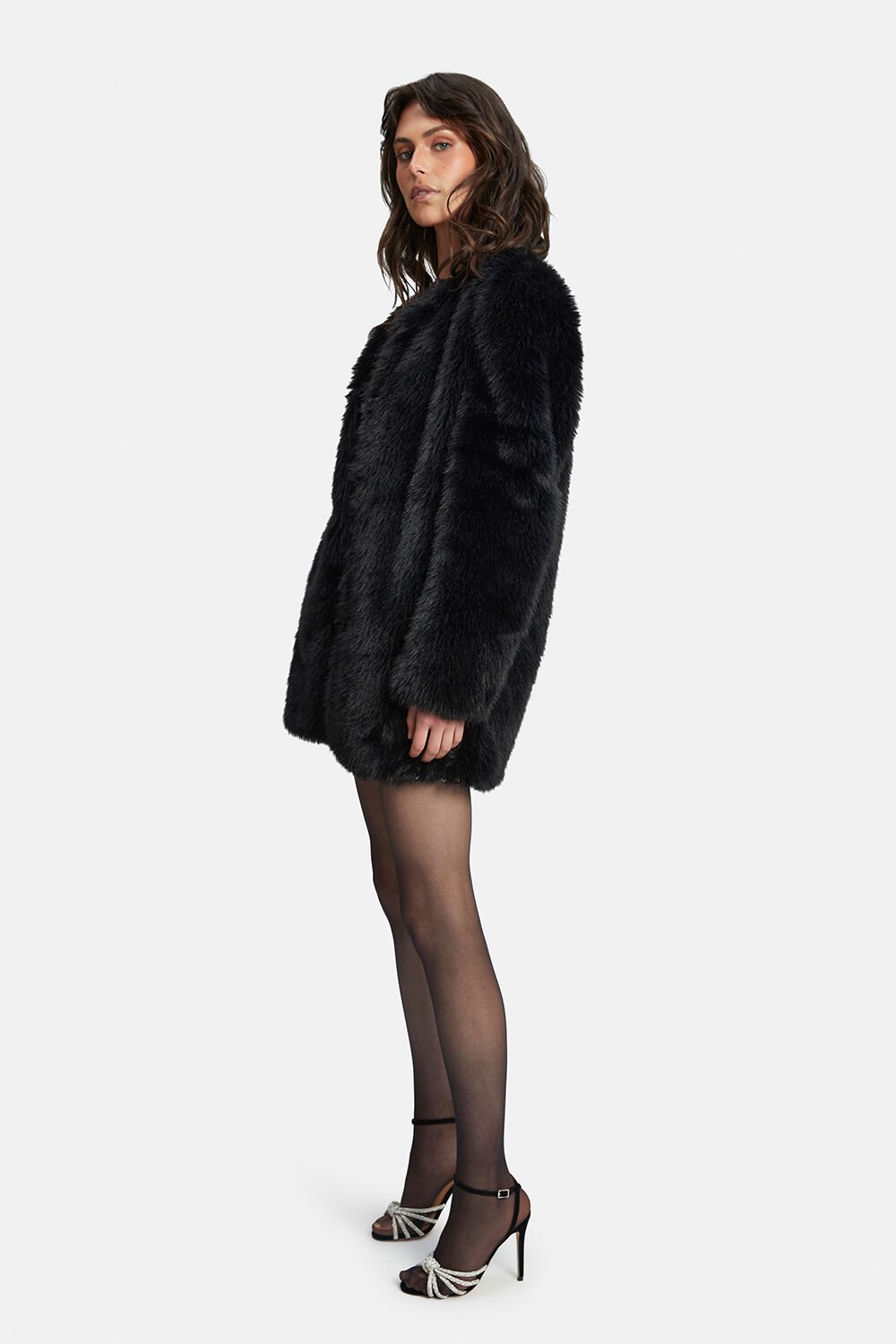 Logan Faux Fur Coat - Black