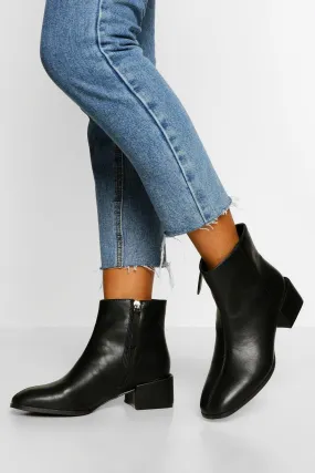 Low Block Heel Zip Side Shoe Boot