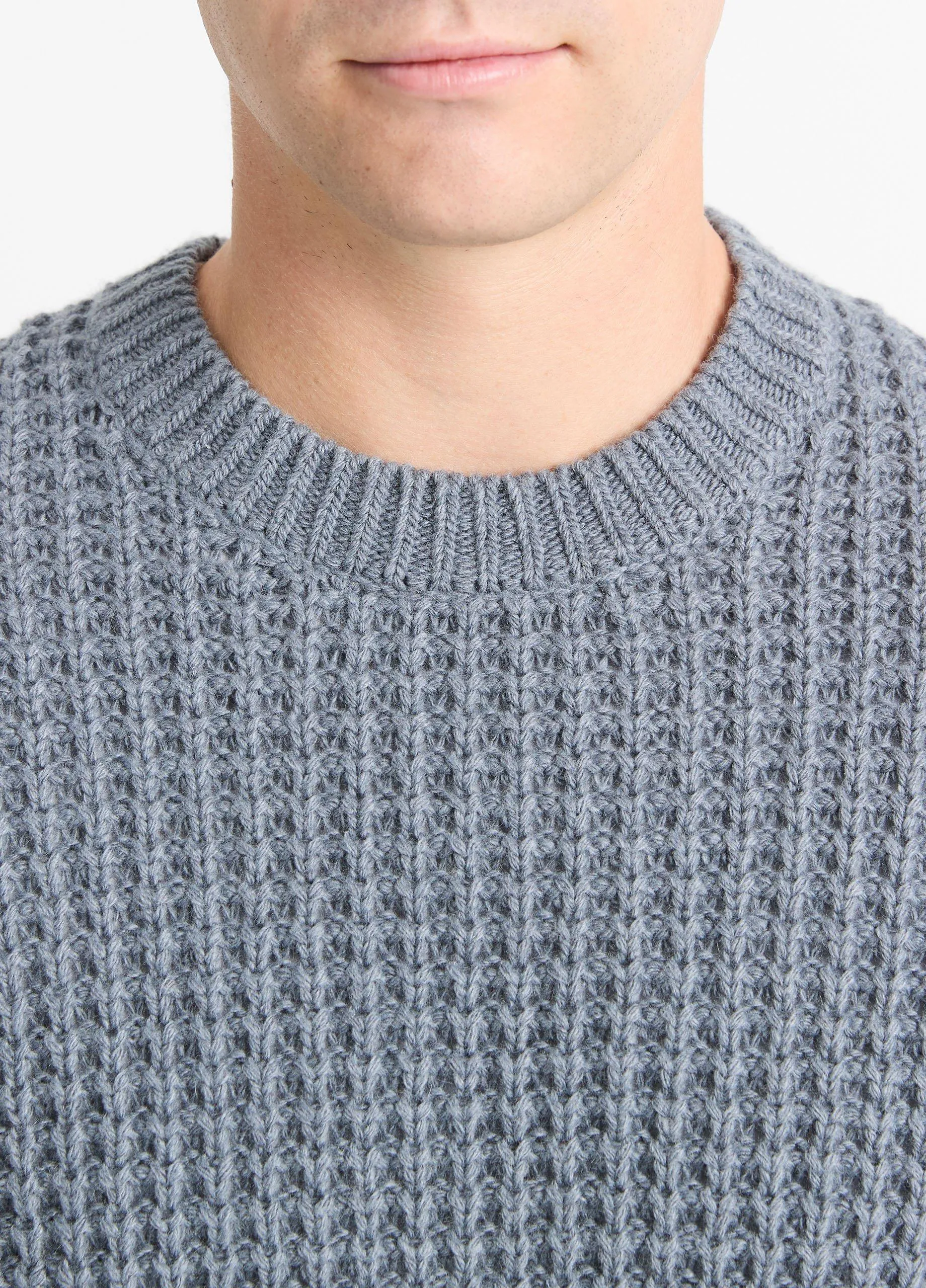 Macro-Waffle Crew Neck Sweater